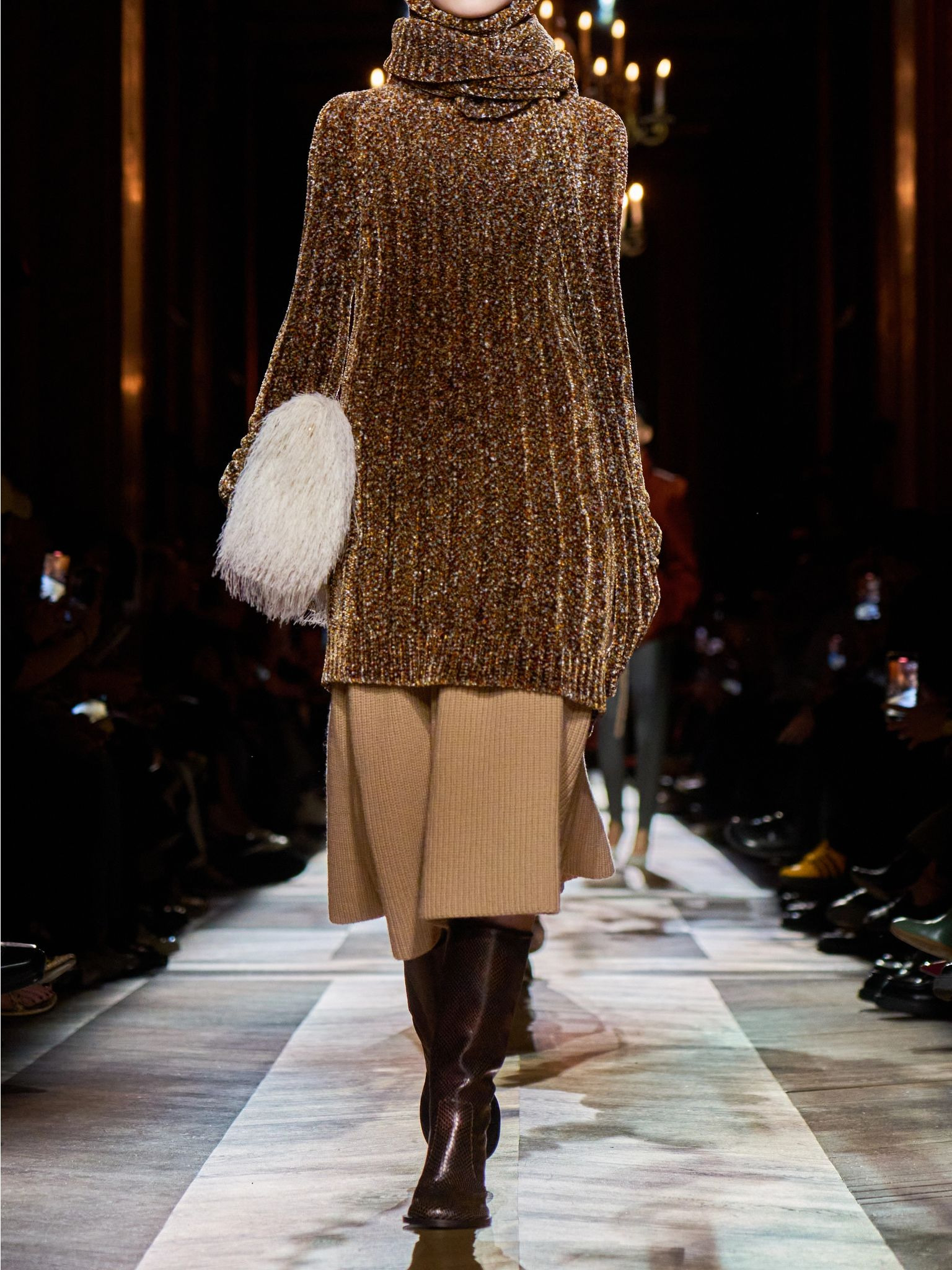 Chenille turtleneck sweater Brown - 4