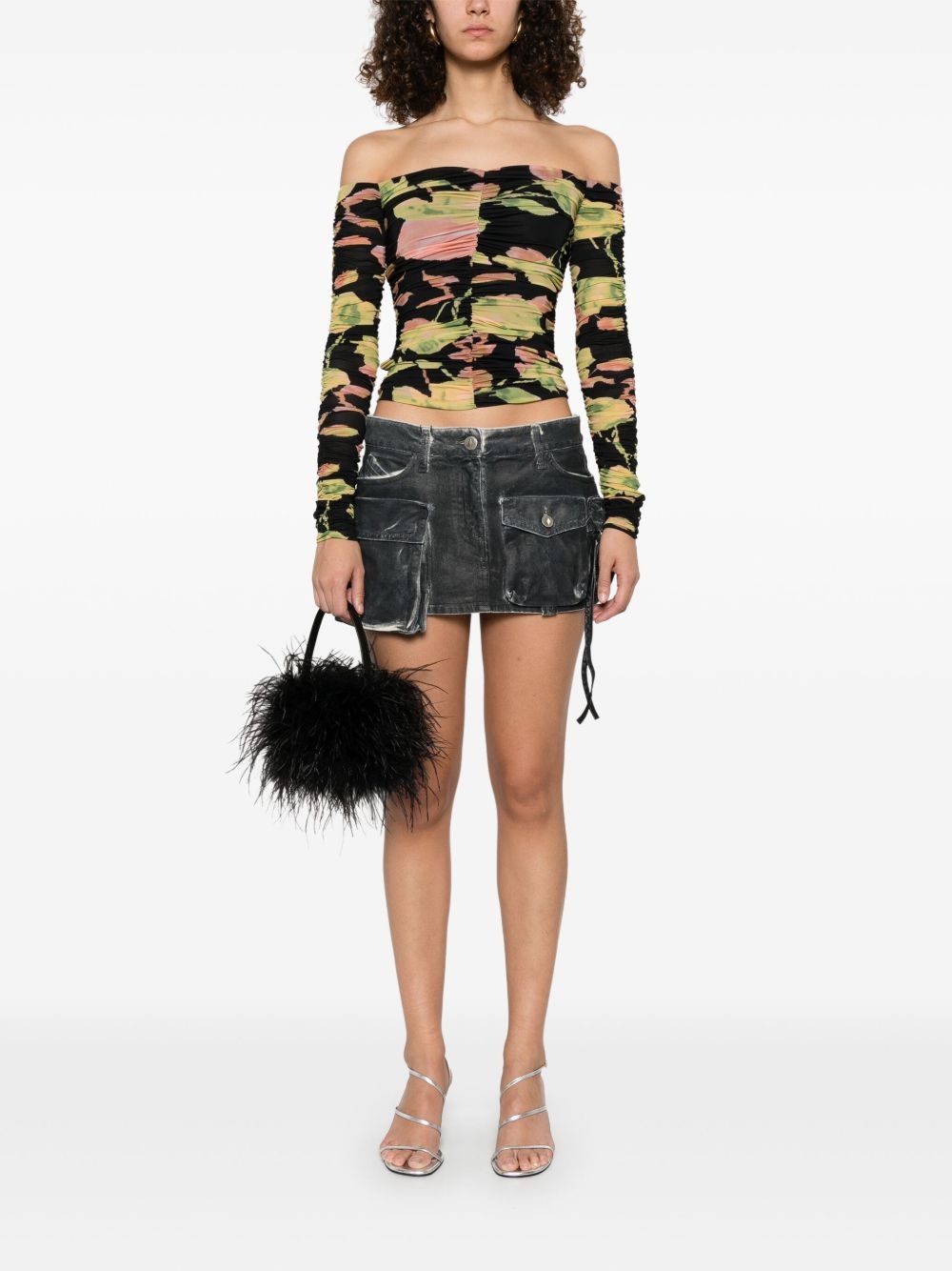 floral-print ruched top - 2