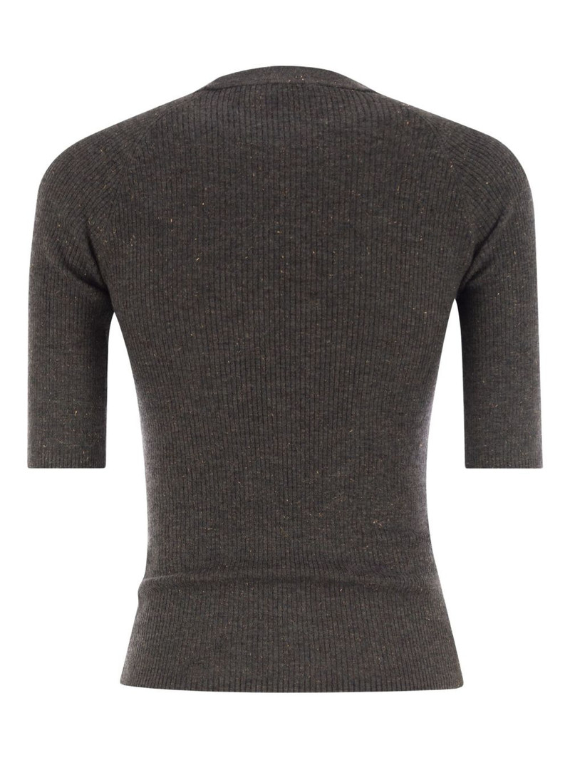 Brunello Cucinelli ribbed half-sleeve sweater outlook