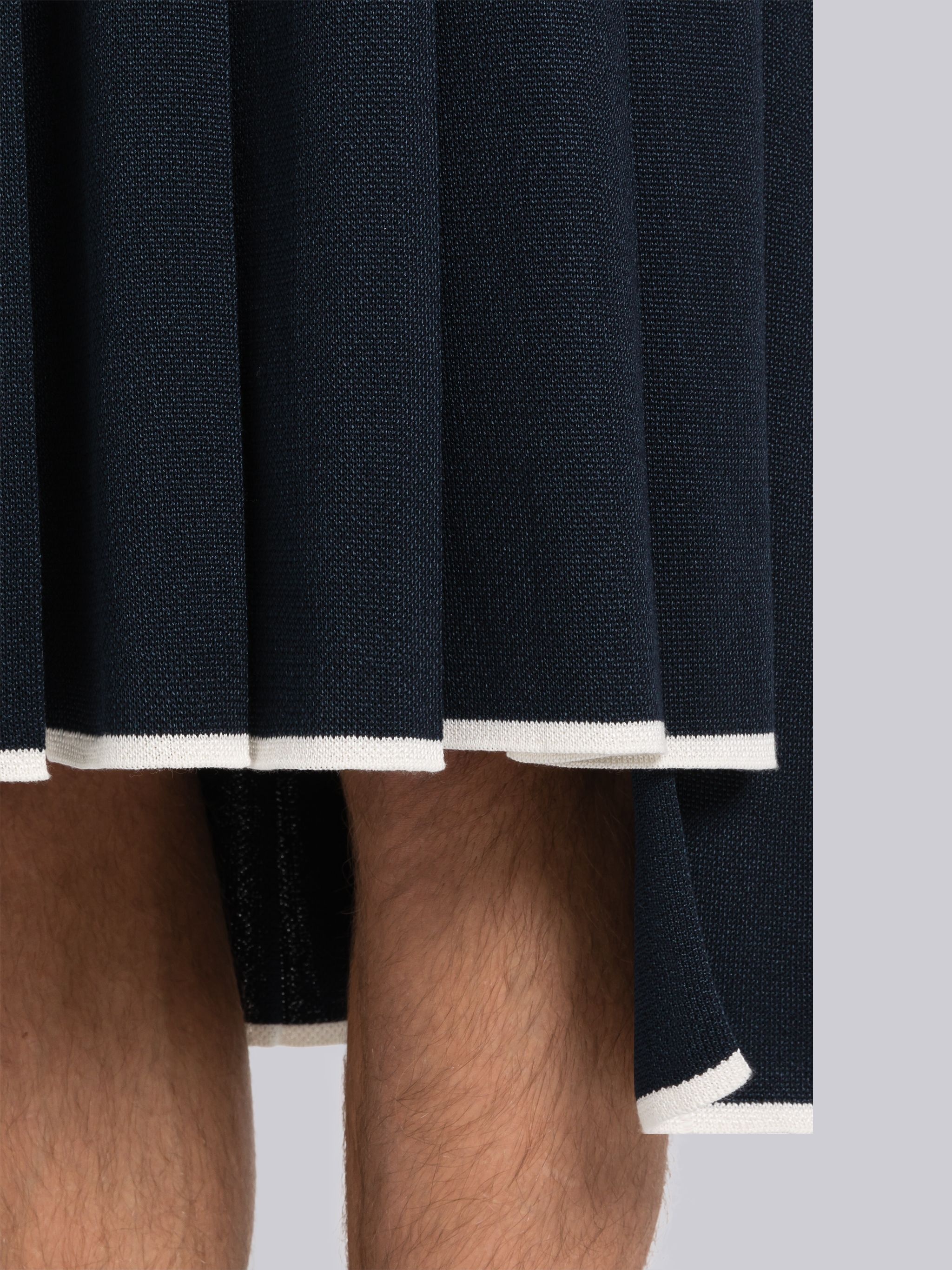 Birdseye Jacquard Stripe Below The Knee Pleated Skirt - 5