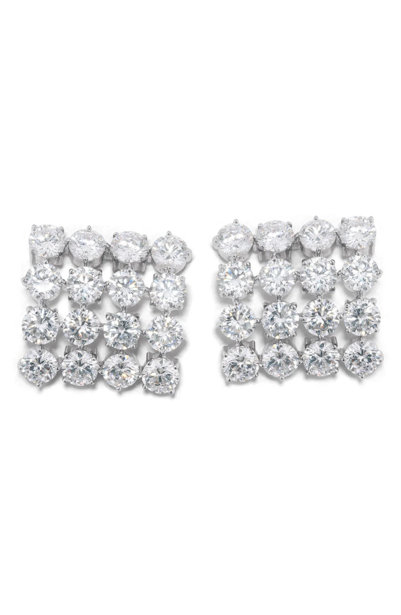 COMPLETEDWORKS Cubic Zirconia Grid Stud Earrings in Rhodium at Nordstrom - 1