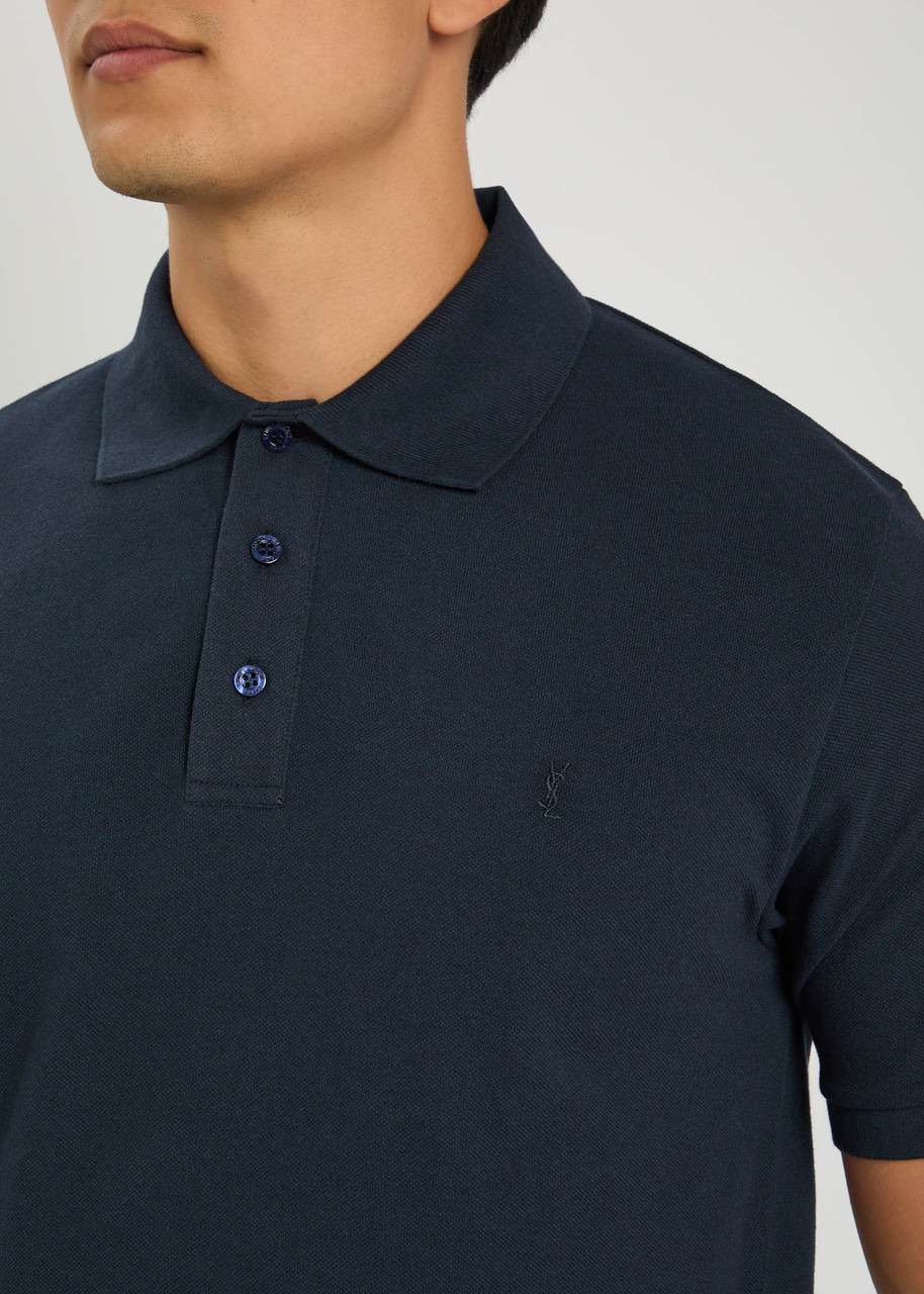 Saint Laurent Logo-embroidered Piqué Cotton-blend Polo Shirt - 5