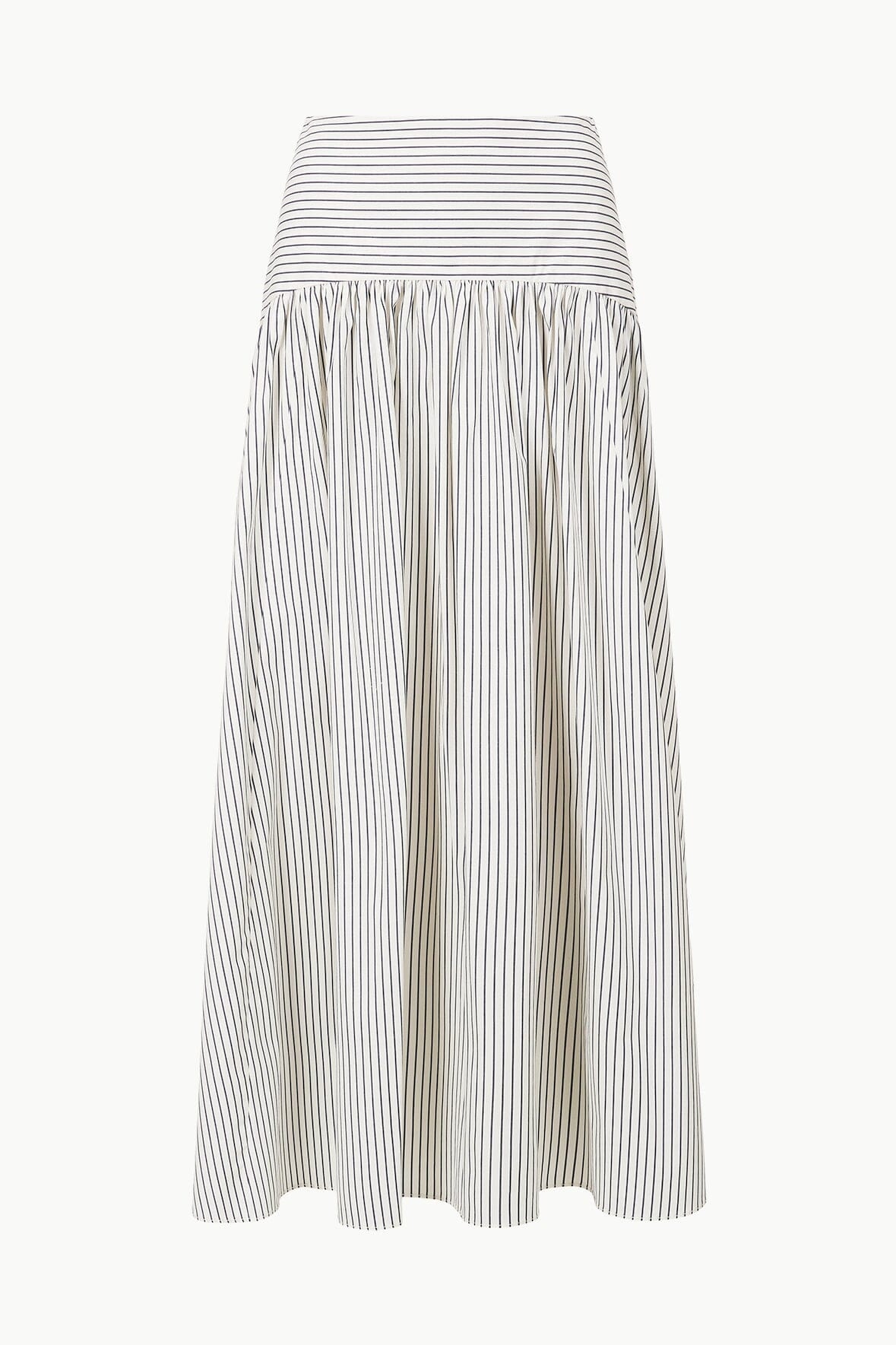STAUD PROCIDA SKIRT IVORY MICRO STRIPE - 1