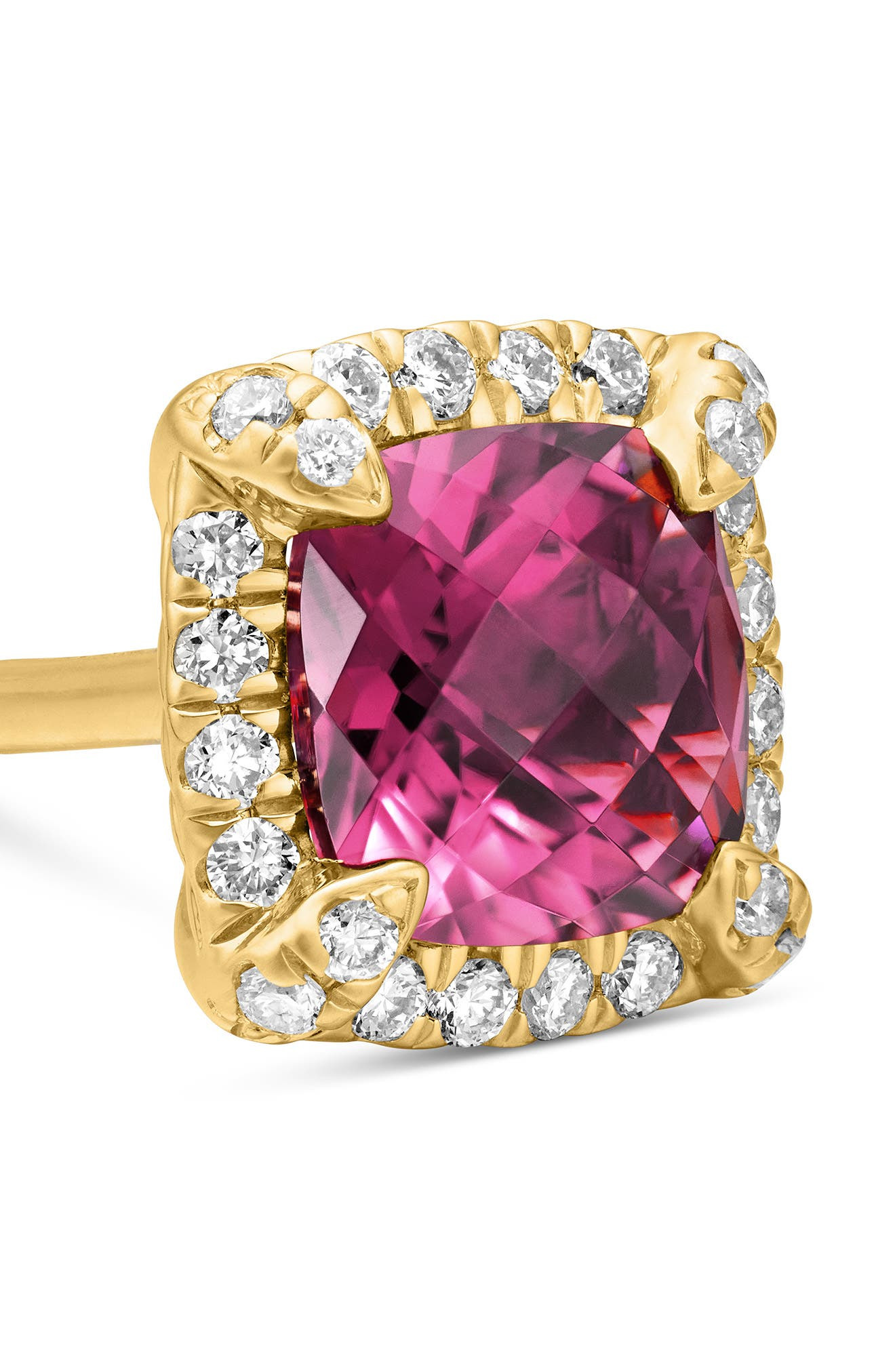 David Yurman Petite Chatelaine® Pavé Bezel Stud Earrings in 18k Gold in Pink Tourmaline at Nordstrom - 3