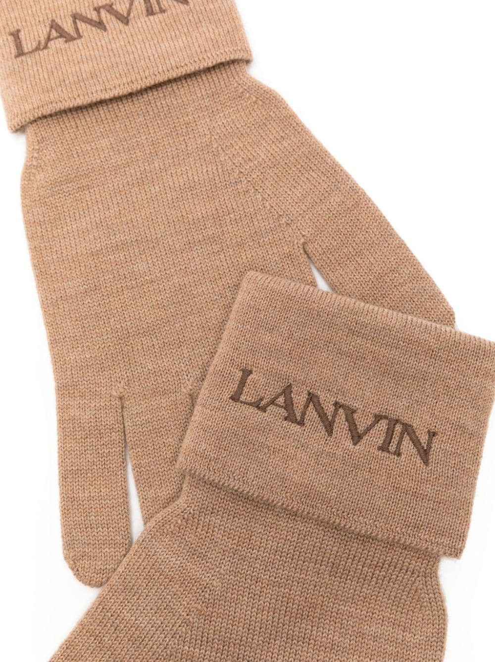 logo-embroidered wool gloves - 2
