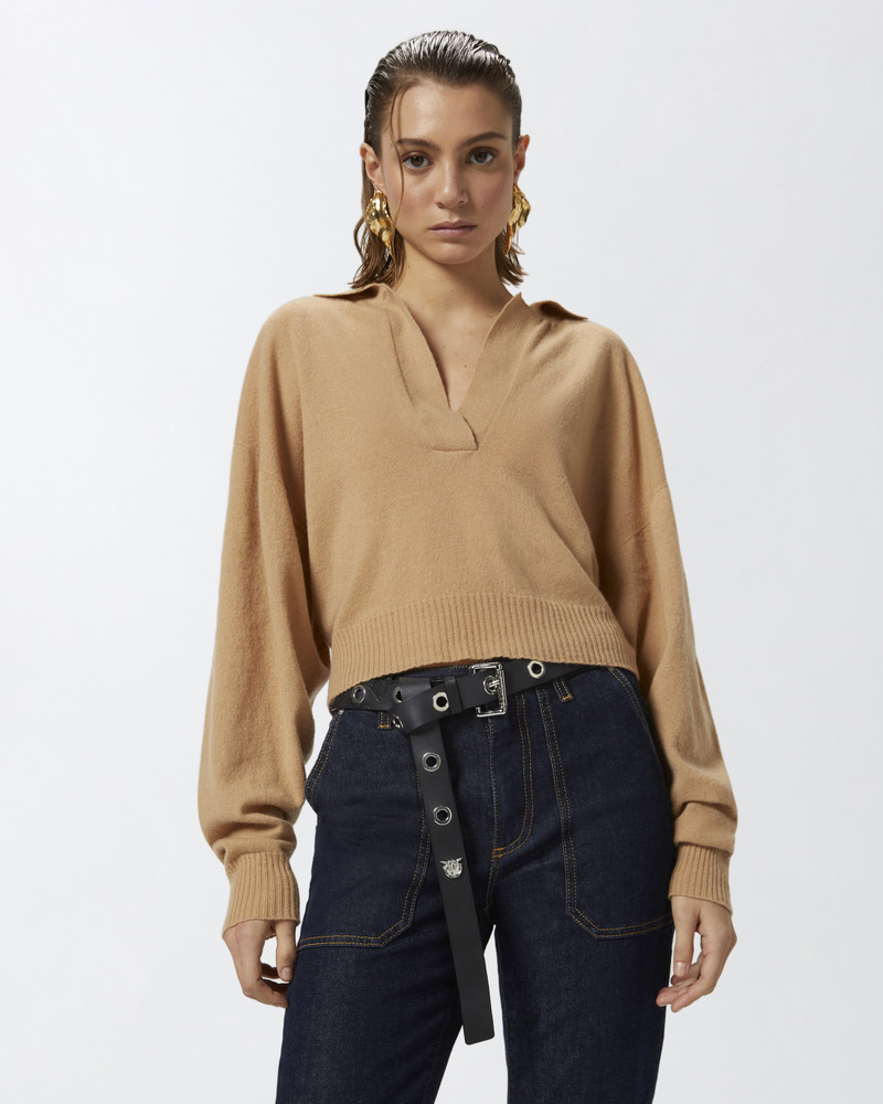 PINKO SHORT CASHMERE-BLEND SWEATER WITH COLLAR outlook