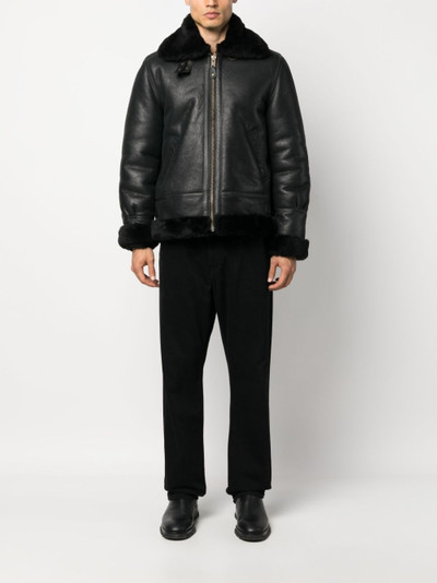 Schott shearling-trim leather aviator jacket outlook