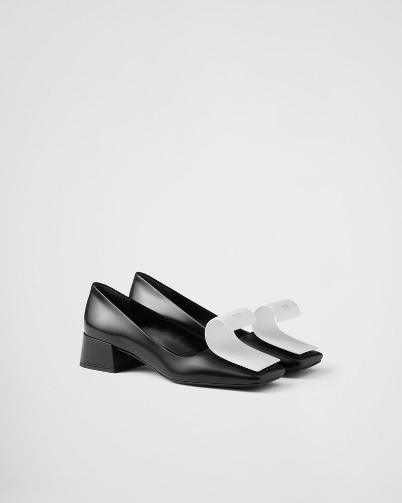 Two-tone brushed leather pumps - 1