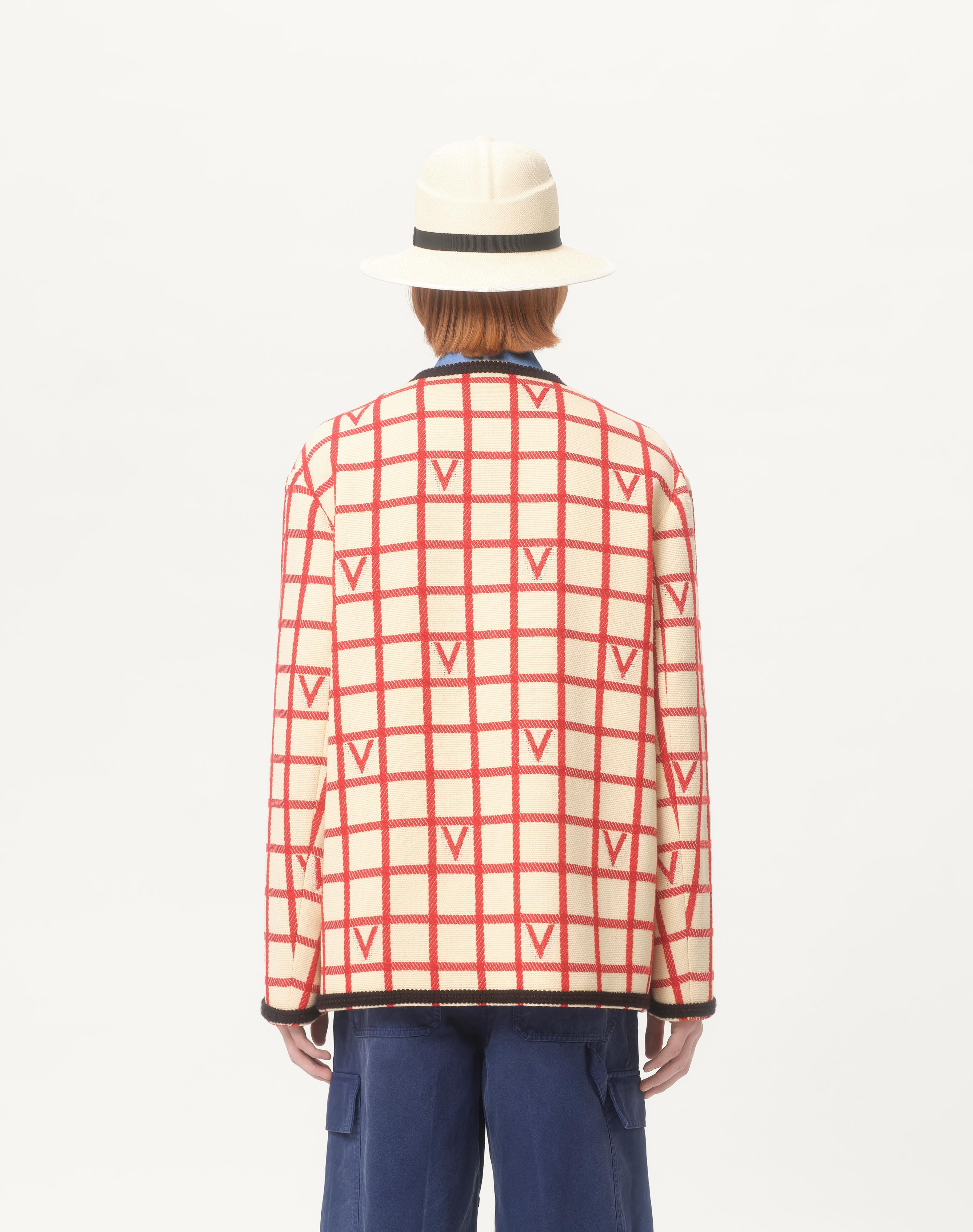 WOOL BLEND JACKET WITH V CHECK PATTERN - 6