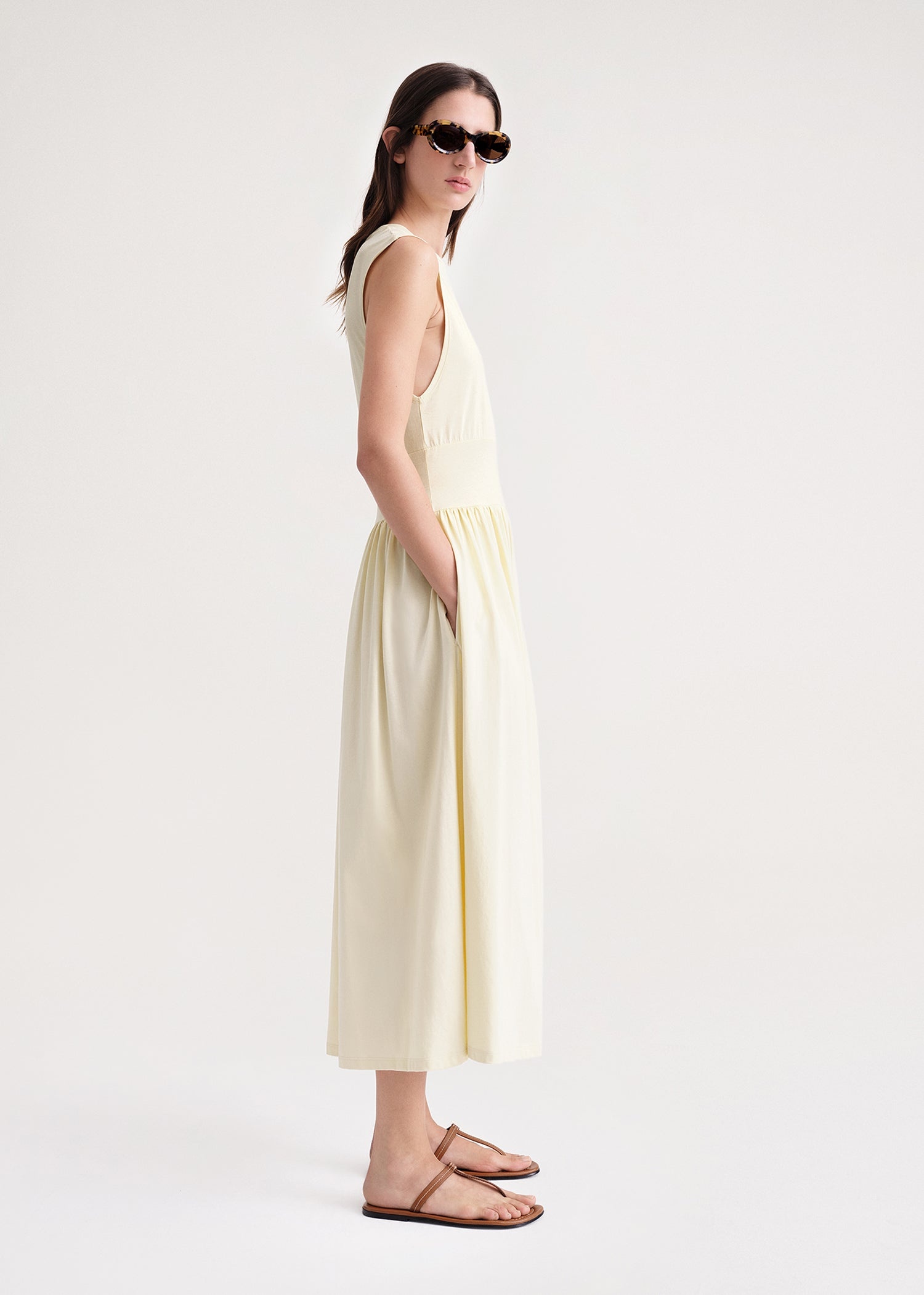 Sleeveless cotton tee dress vanilla - 3