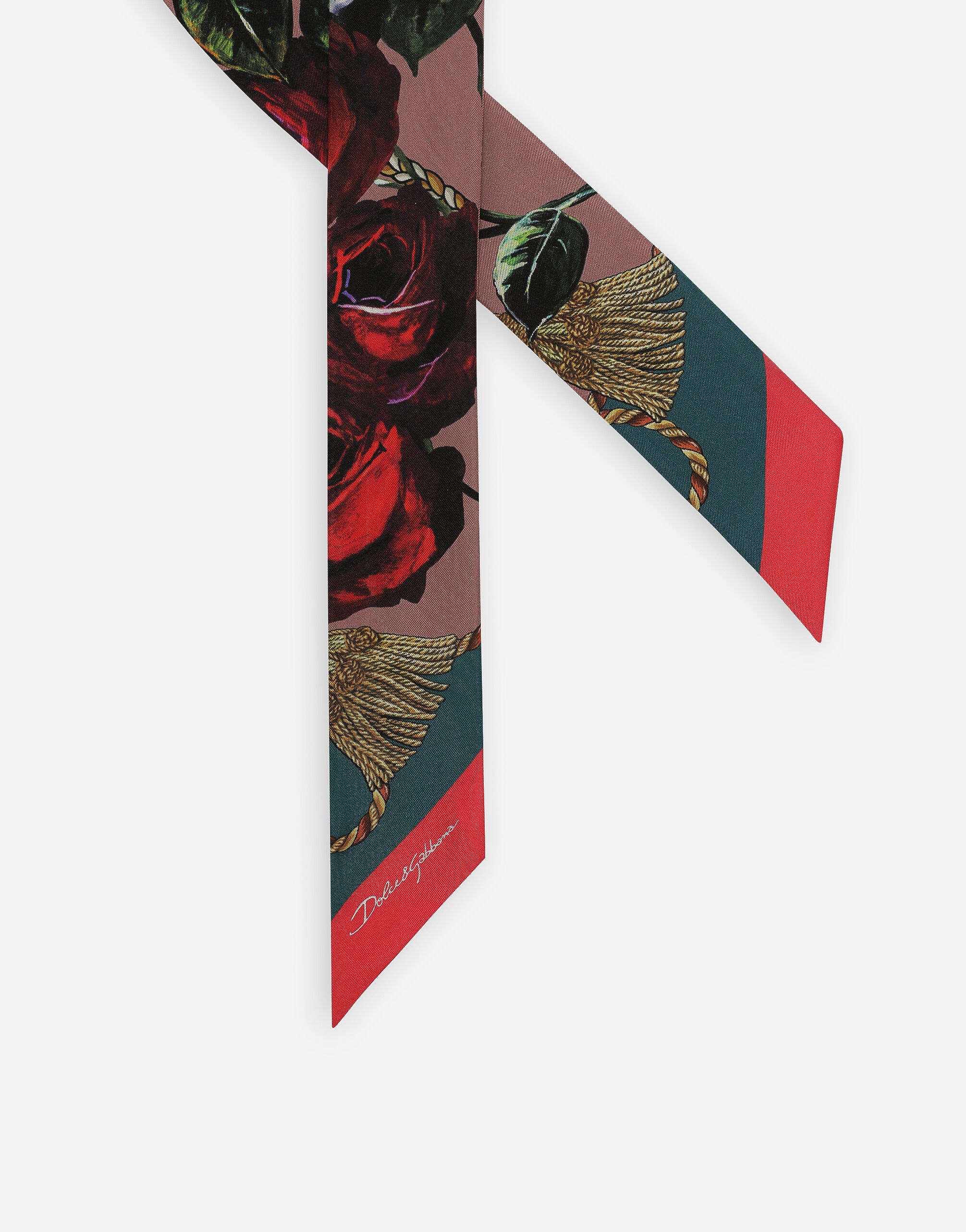 Twill headscarf with vintage rose print (6 x 100) - 3