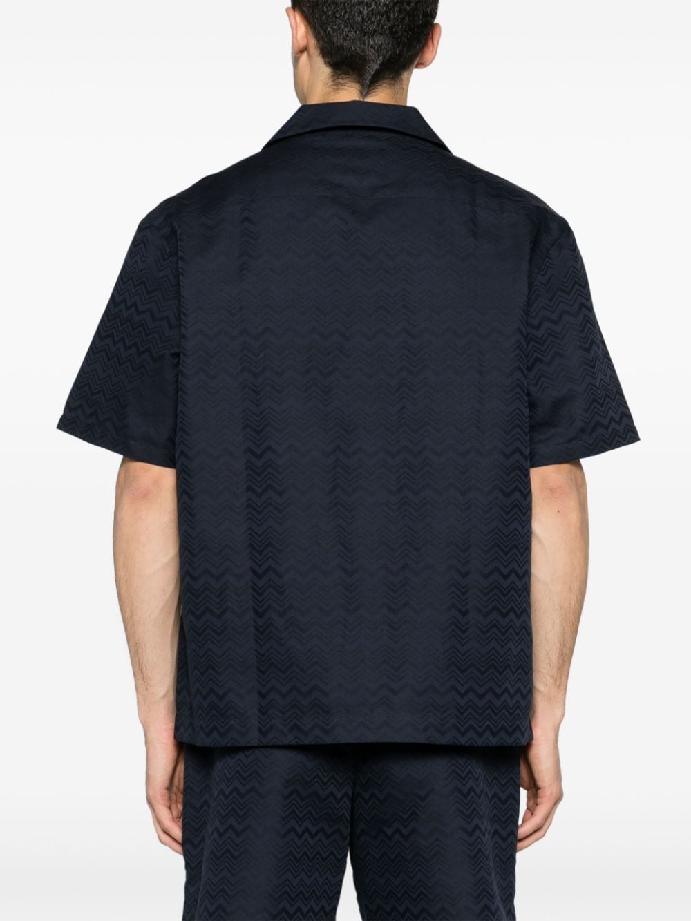 chevron-jacquard short-sleeve shirt - 4