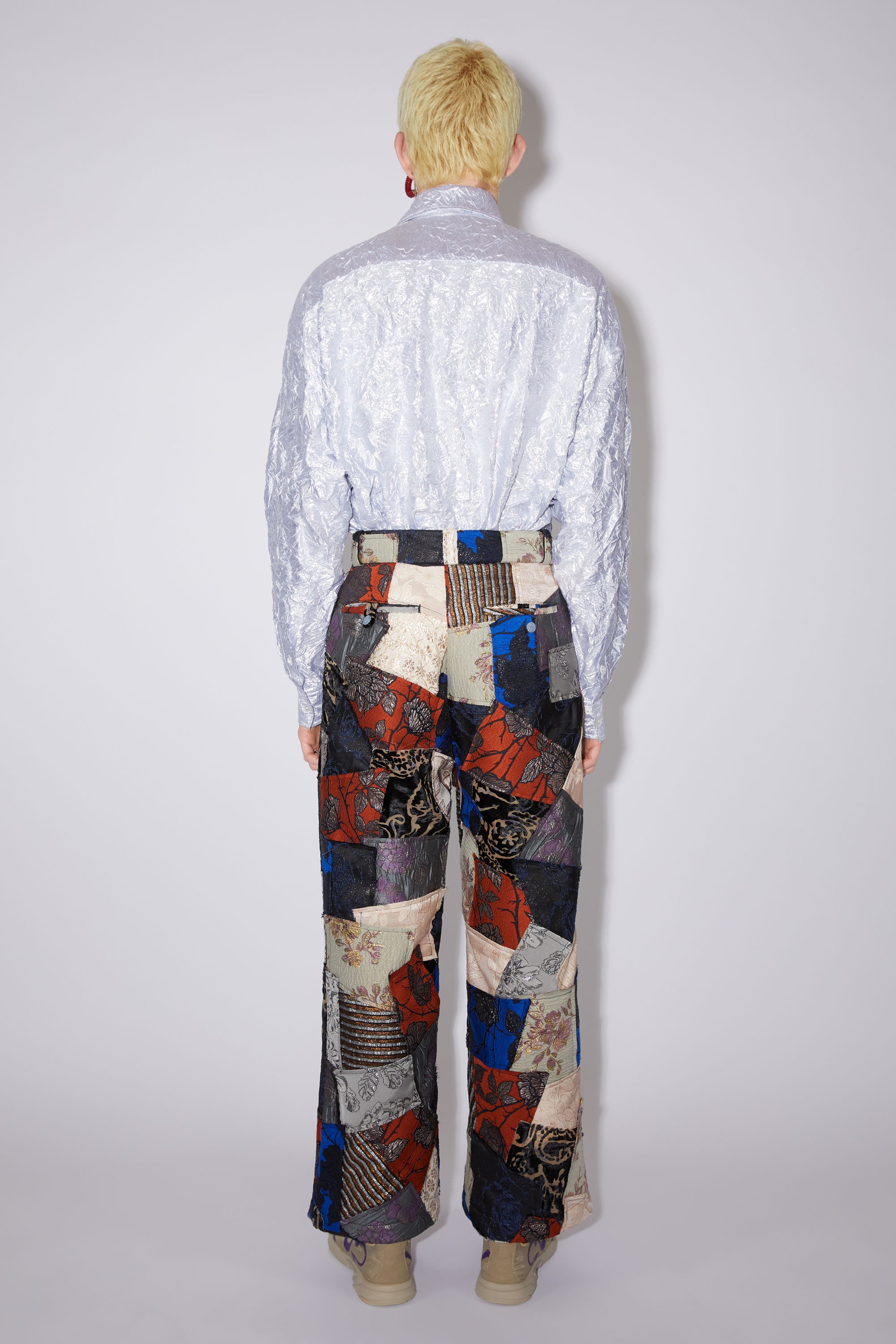 Patchwork regular fit trousers - Silver/dark blue - 3