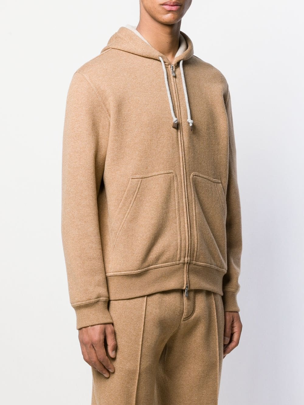 zipped drawstring hoodie - 3