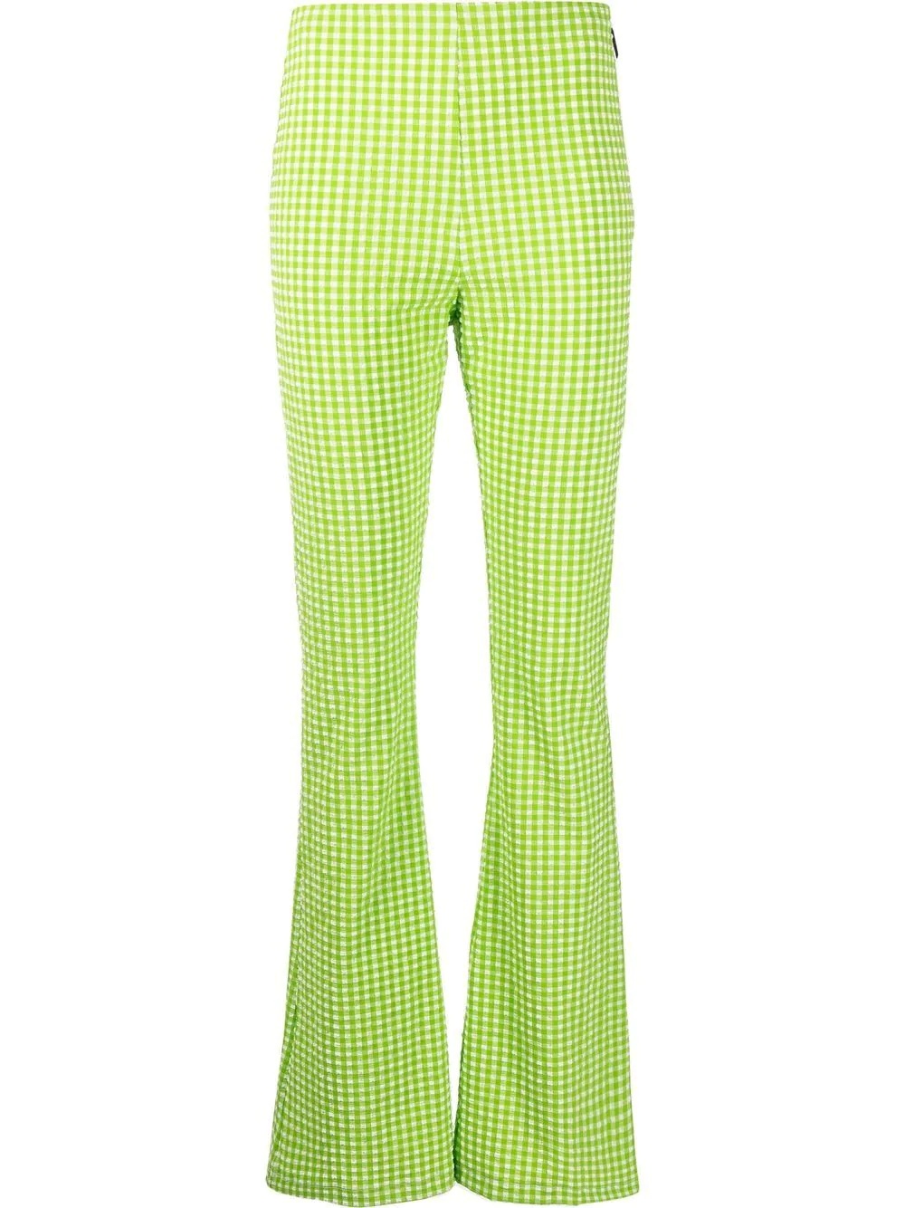 check-pattern flared trousers - 1