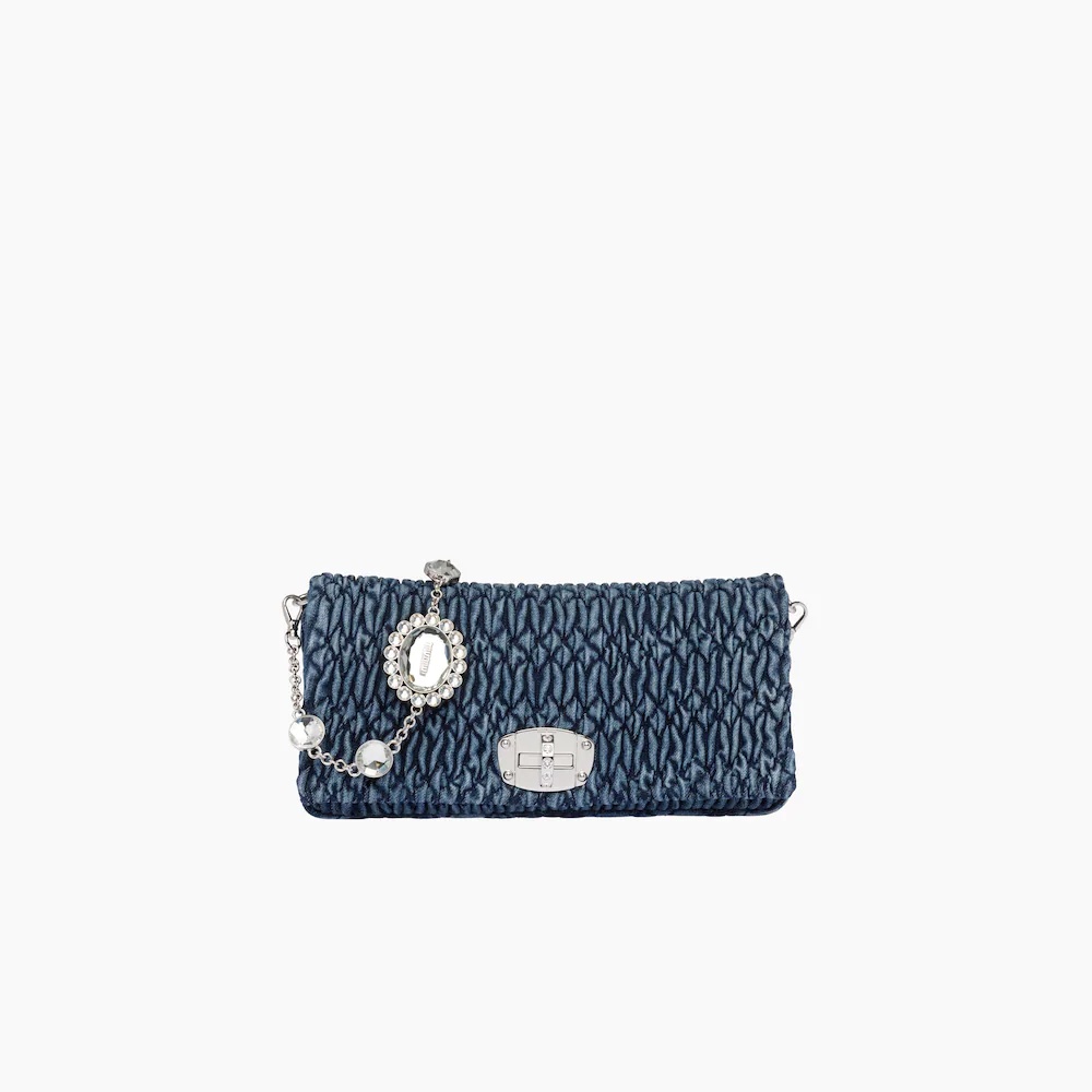 Miu Crystal denim shoulder bag - 1