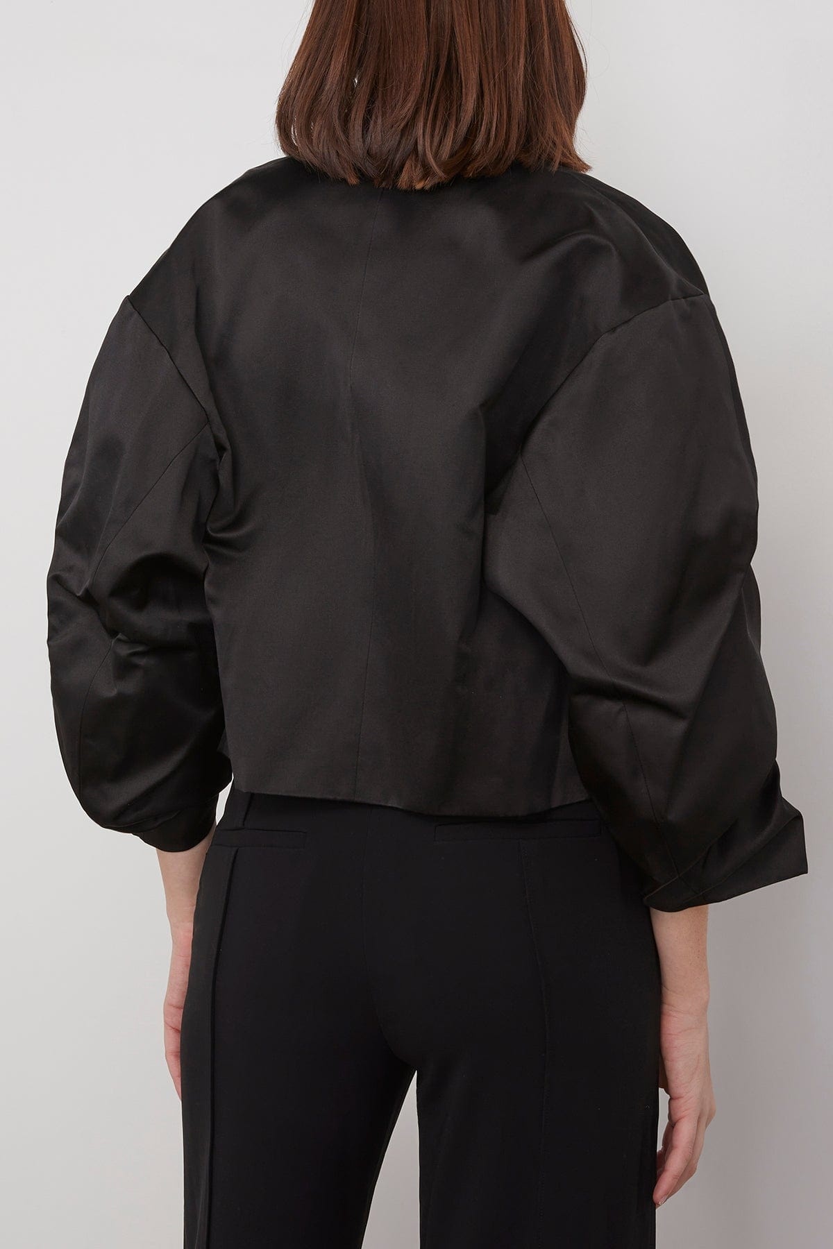 Crinkled Sleeve Jacket in Black - 4