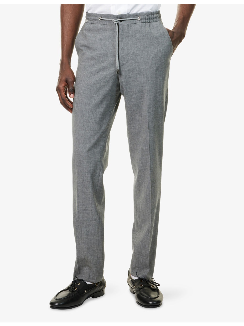 Slim-Leg Drawstring Stretch-Wool Trousers - 3