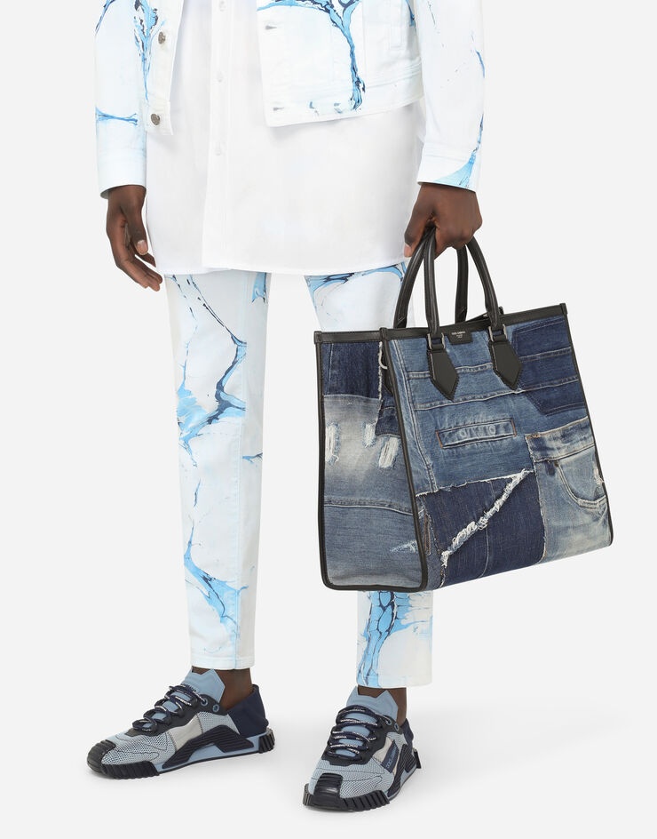 Patchwork denim edge shopper - 2