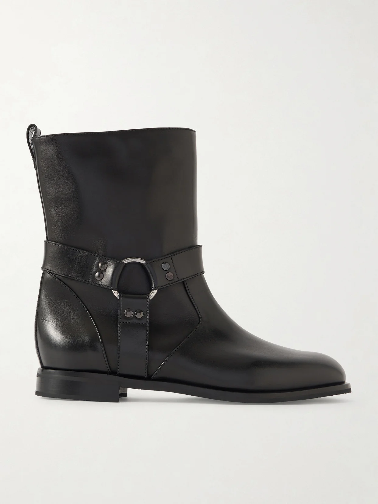 Calica Buckled Leather Biker Boots - 1