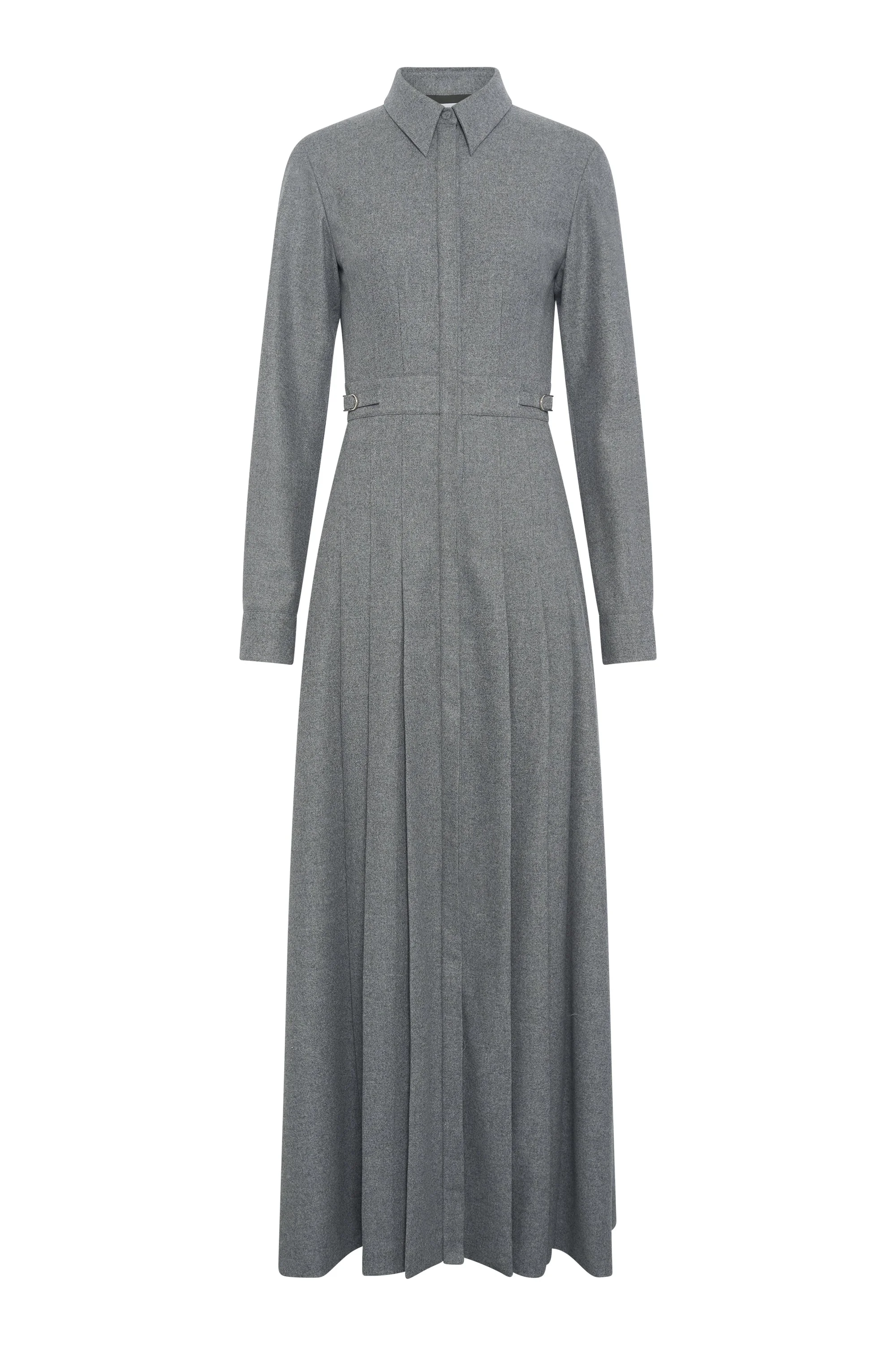 Ethel Shirtdress in Smoke Wool Cashmere Flannel - 1