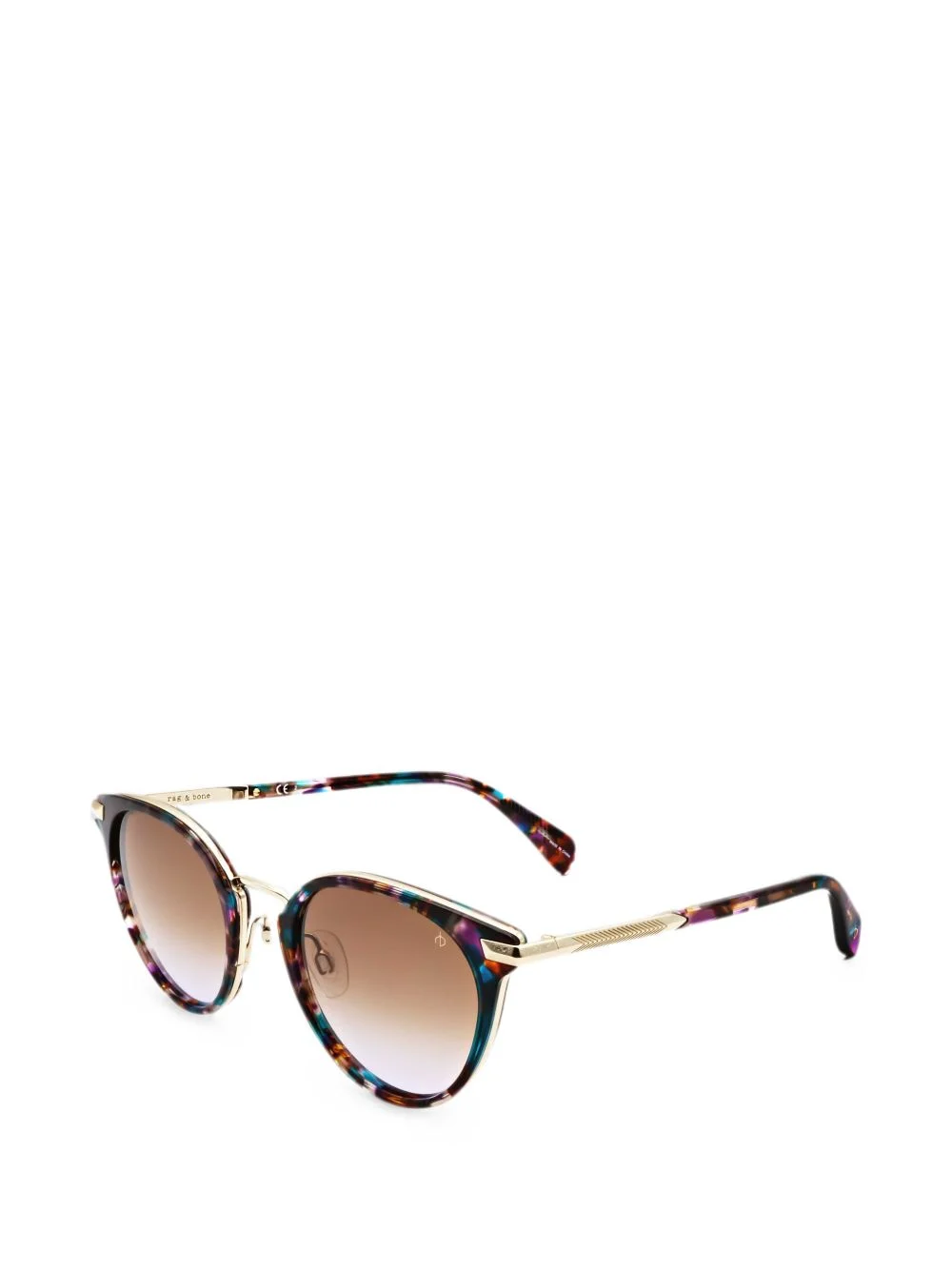 tortoiseshell-effect round-frame sunglasses - 1
