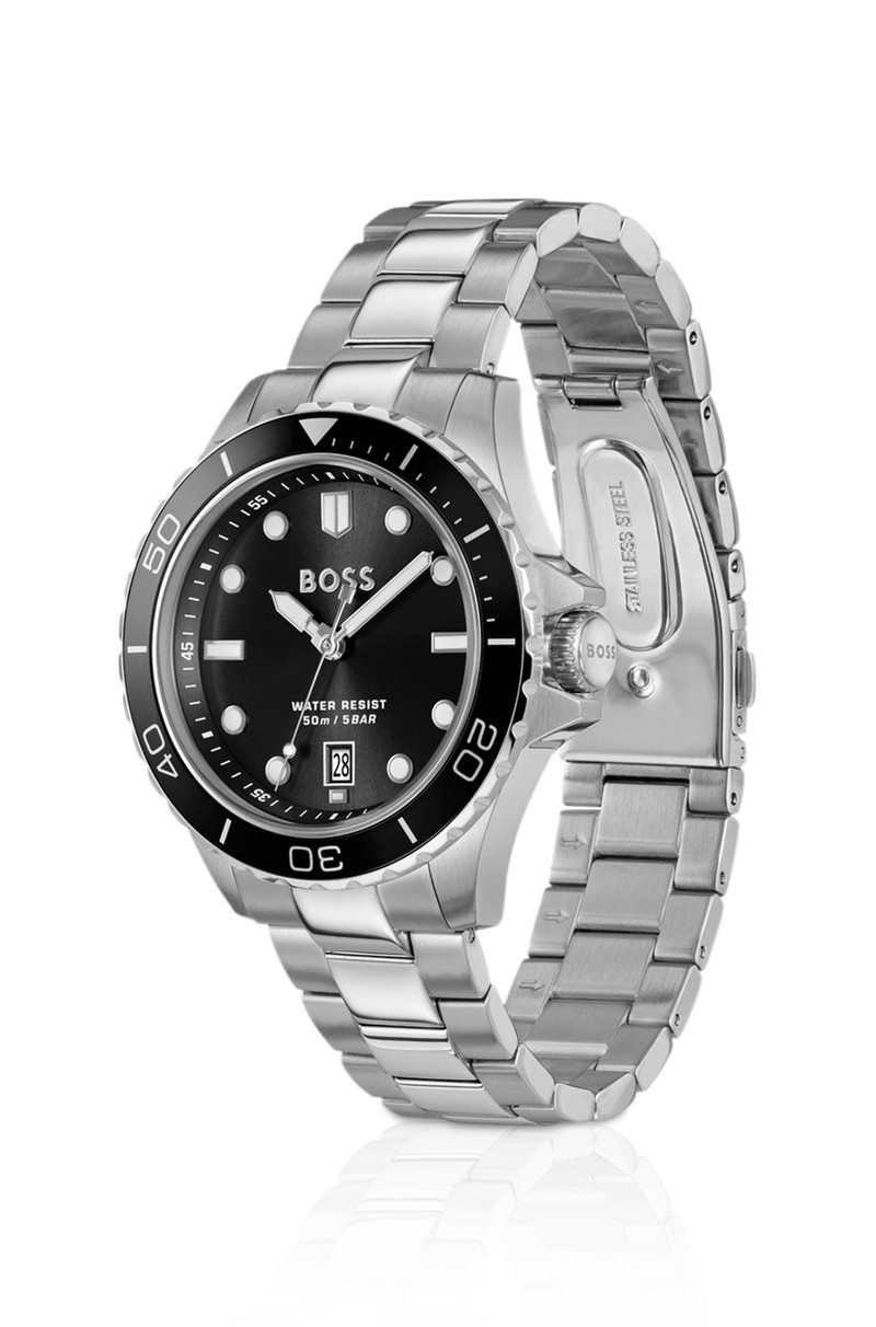 BOSS STEEL-BRACELET WATCH WITH BLACK DIAL outlook