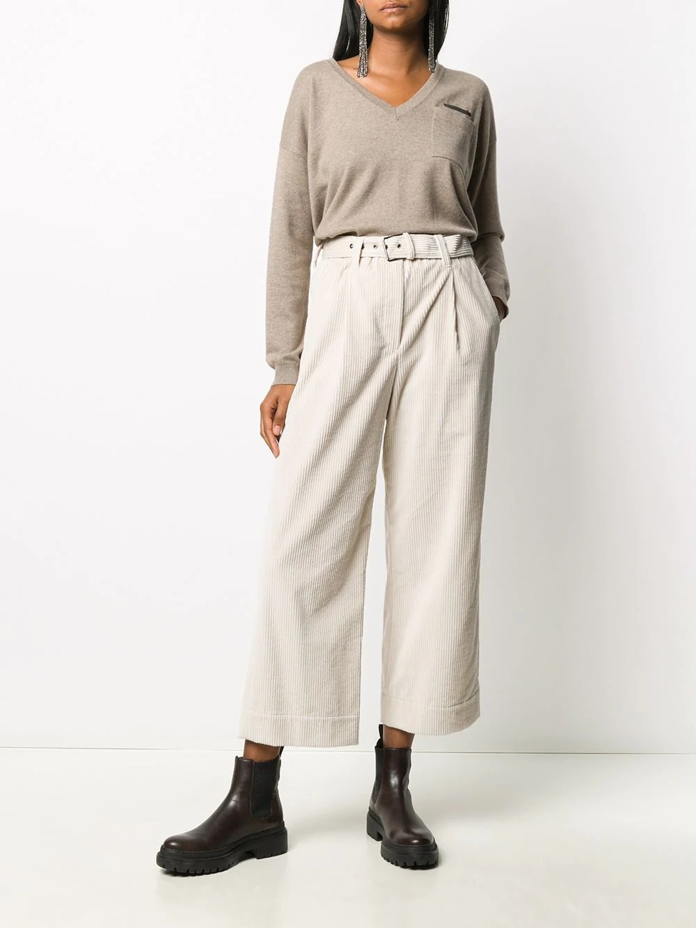 belted cropped trousers - 2