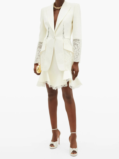 Alexander McQueen Lace-embroidered wool-blend blazer outlook