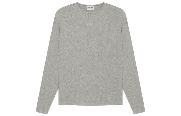 Fear of God Essentials SS21 Thermal Henley Long Sleeve Dark Heather Oatmeal FOG-SS21-620 - 2