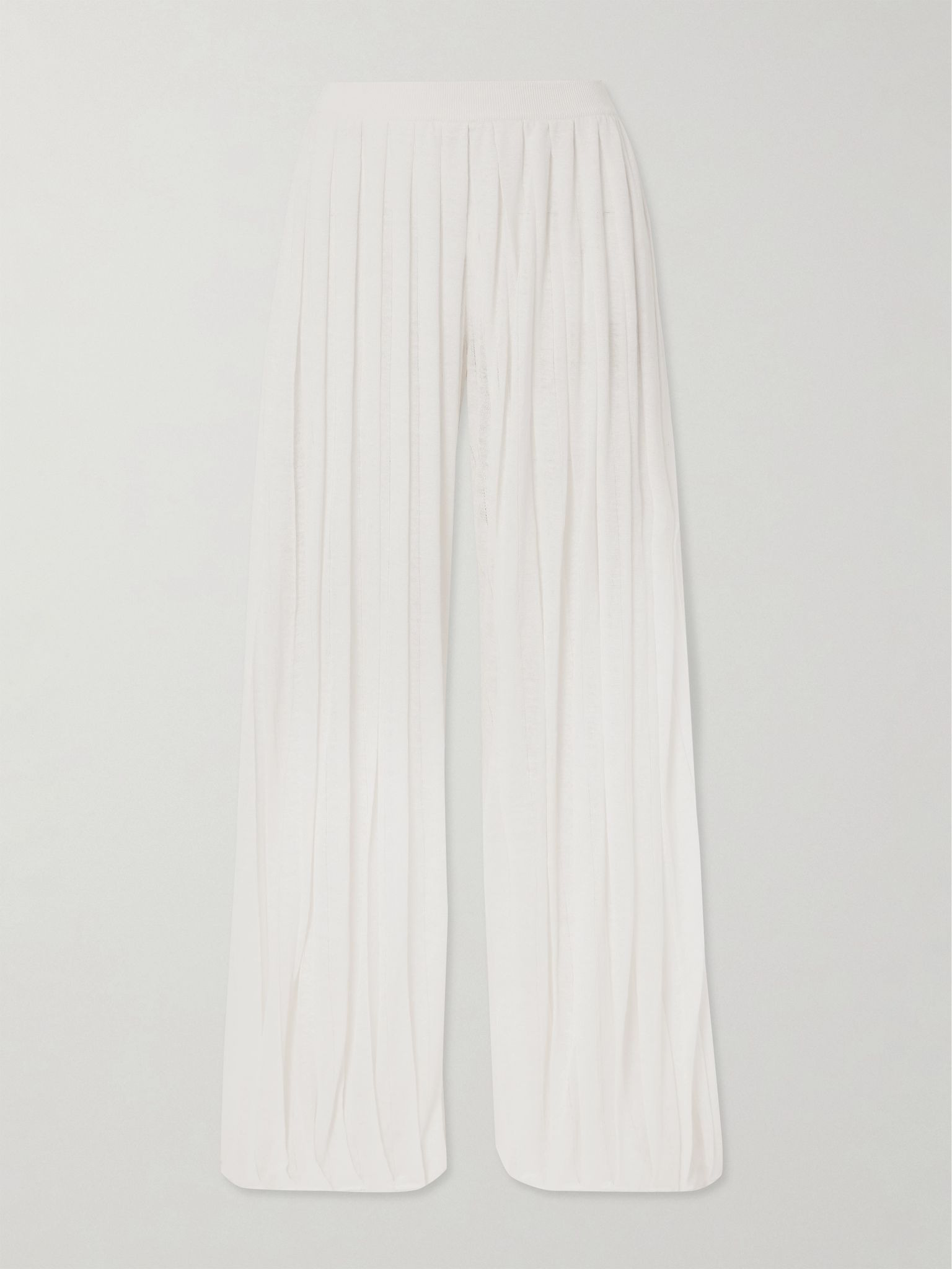 Wide-leg pleated linen pants White - 1