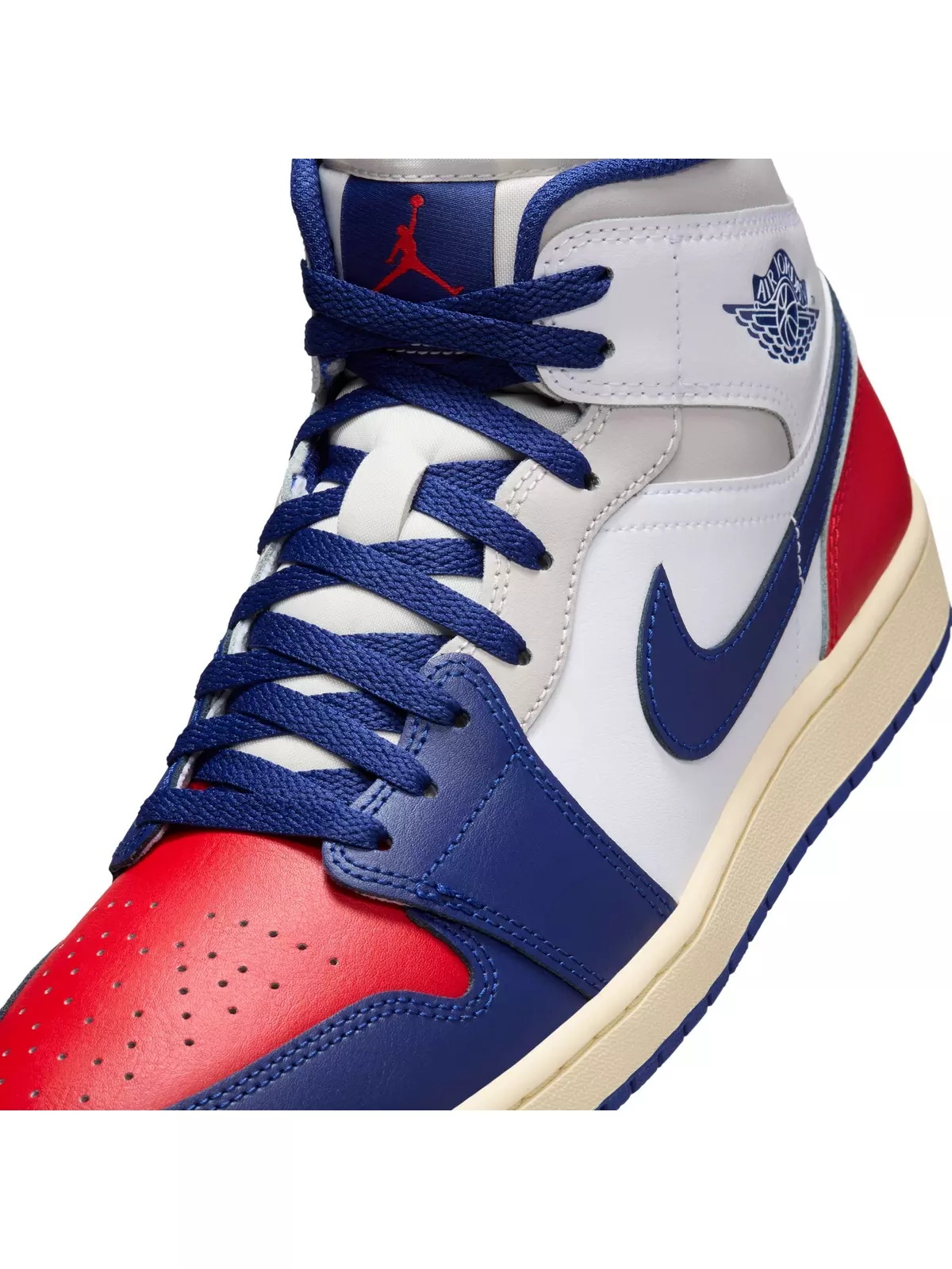 1 Mid "White/Deep Royal Blue/University Red" Men's Shoe - 10