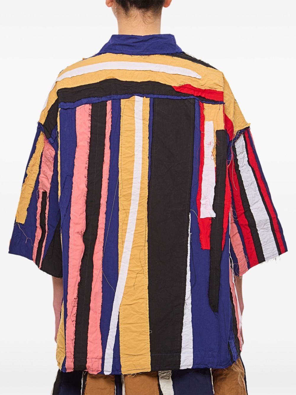 patch-design cotton shirt - 3