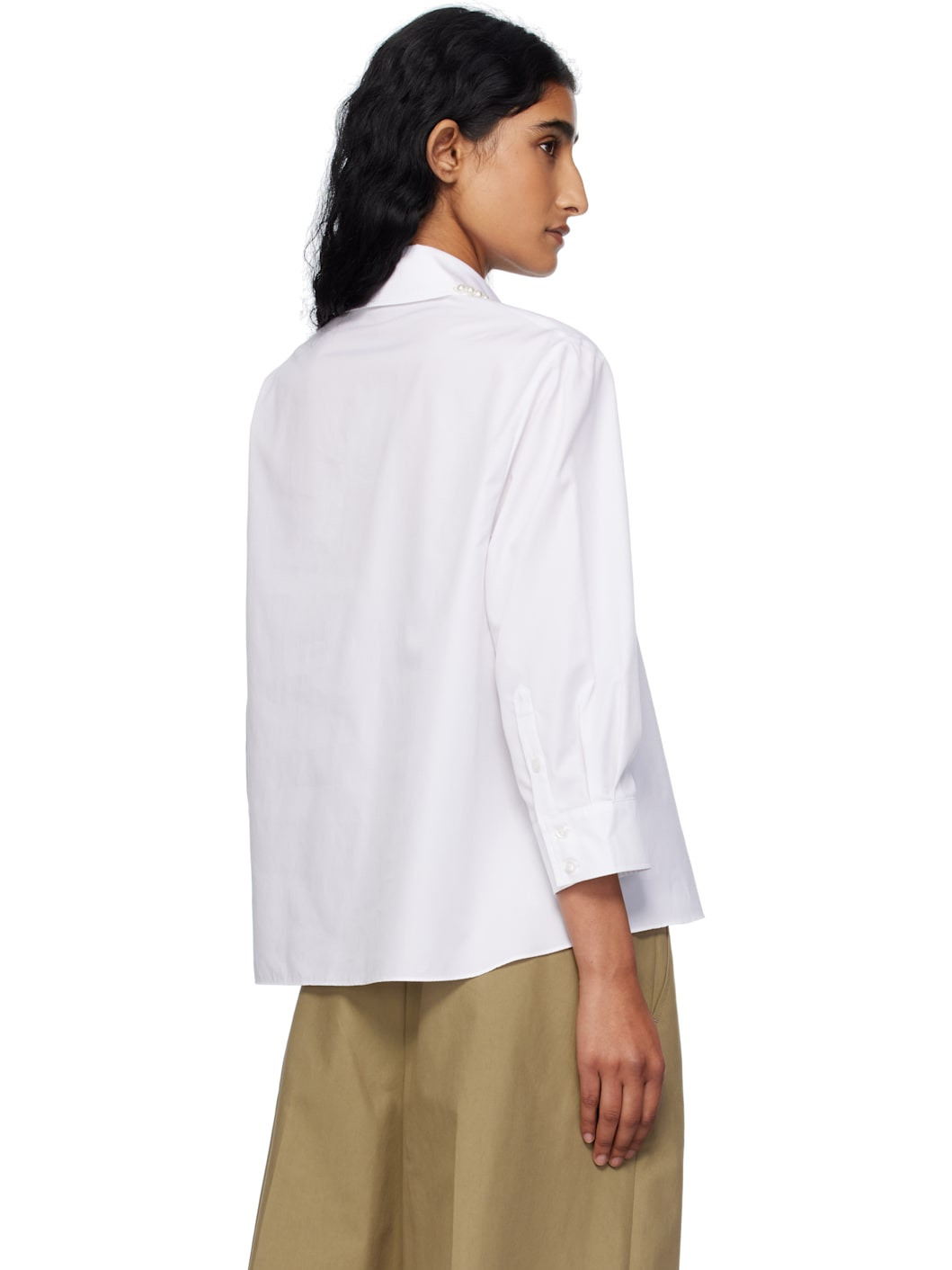 White Embellished Cropped Shirt - 3