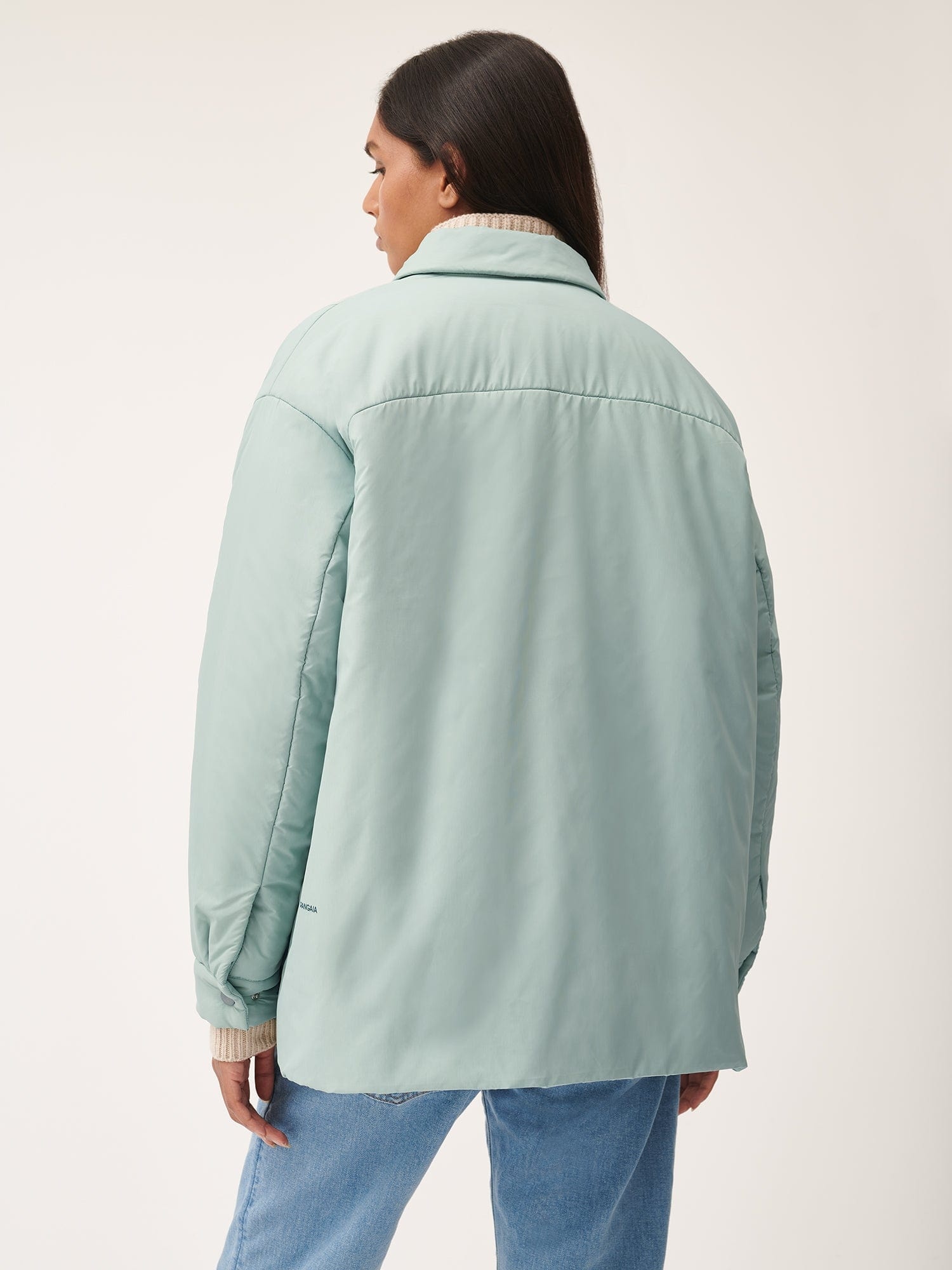 Womens Flower-Warmth Padded Overshirt - Eucalyptus Blue - 3