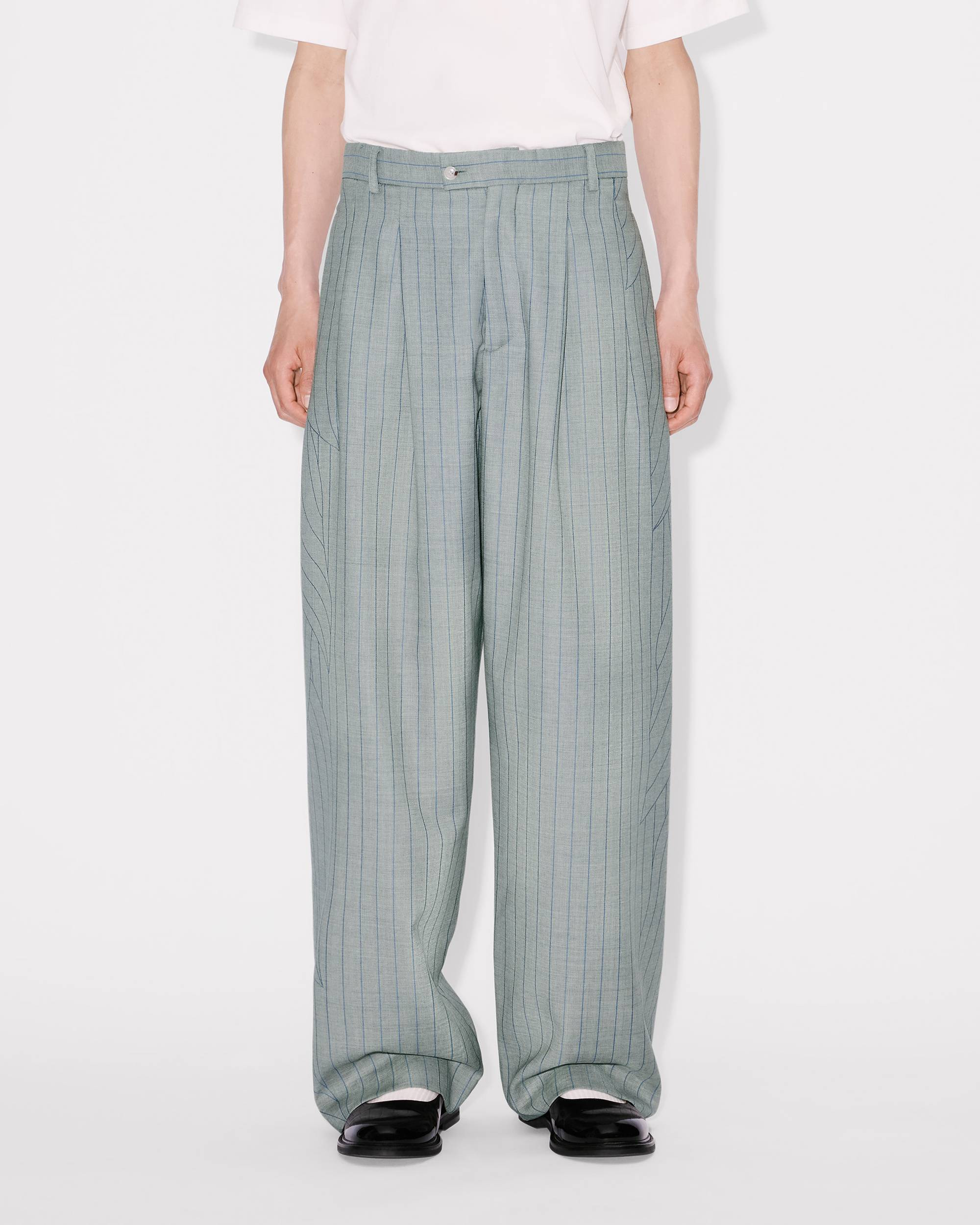 'KENZO Leaf Stripe' straight tailored pants in virgin wool jacquard - 4