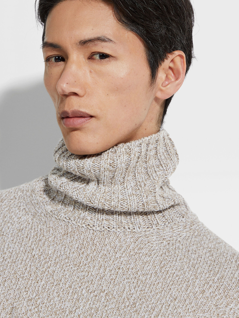 ZEGNA LIGHT TAUPE MÉLANGE OASI CASHMERE TURTLENECK outlook