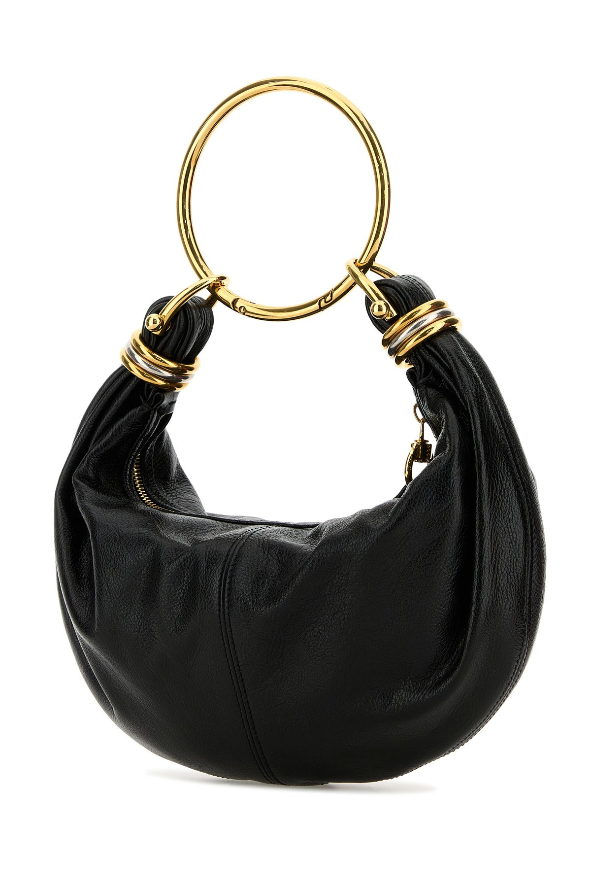 Black leather Bracelet handbag - 2