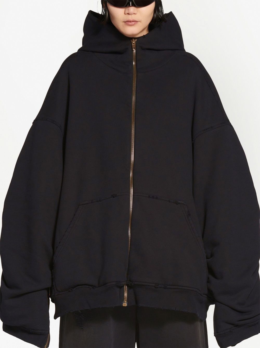 Offshore Zip-up Hoodie Medium Fit in Black Faded