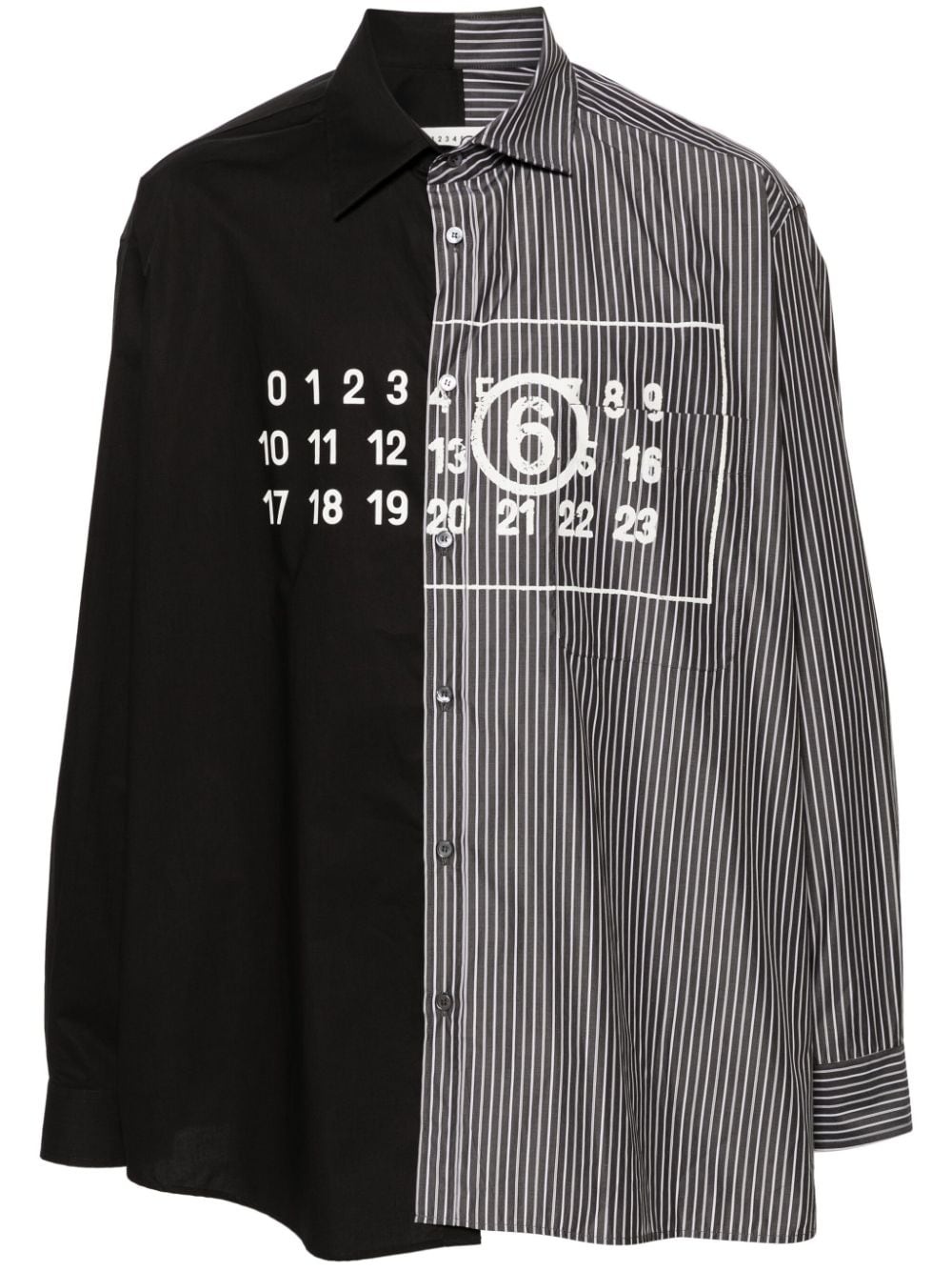 Spliced numbers-motif cotton shirt - 1
