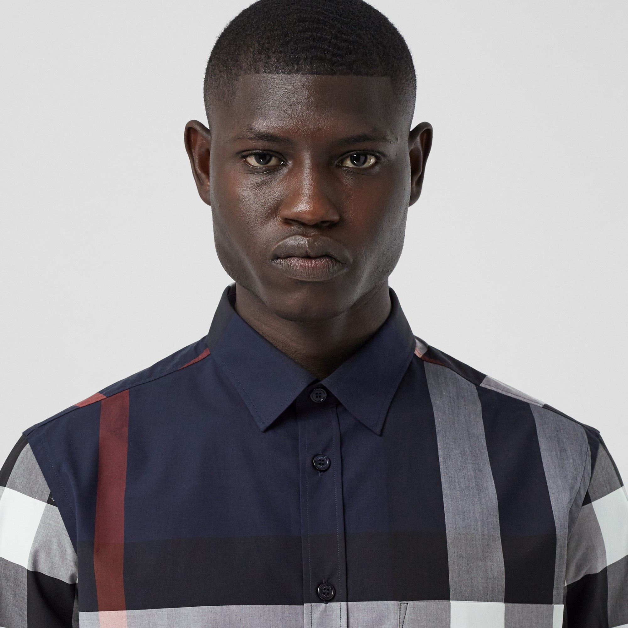 Burberry 'SOMERTON' Short Sleeve Check Stretch Cotton Shirt