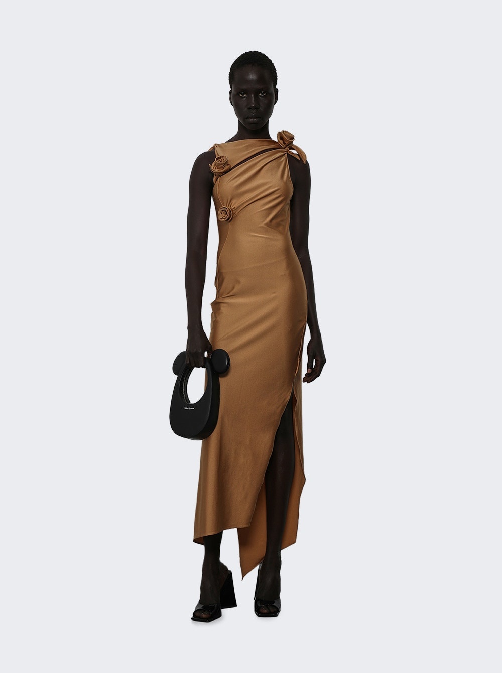Asymmetric Flower Gown Brown - 5