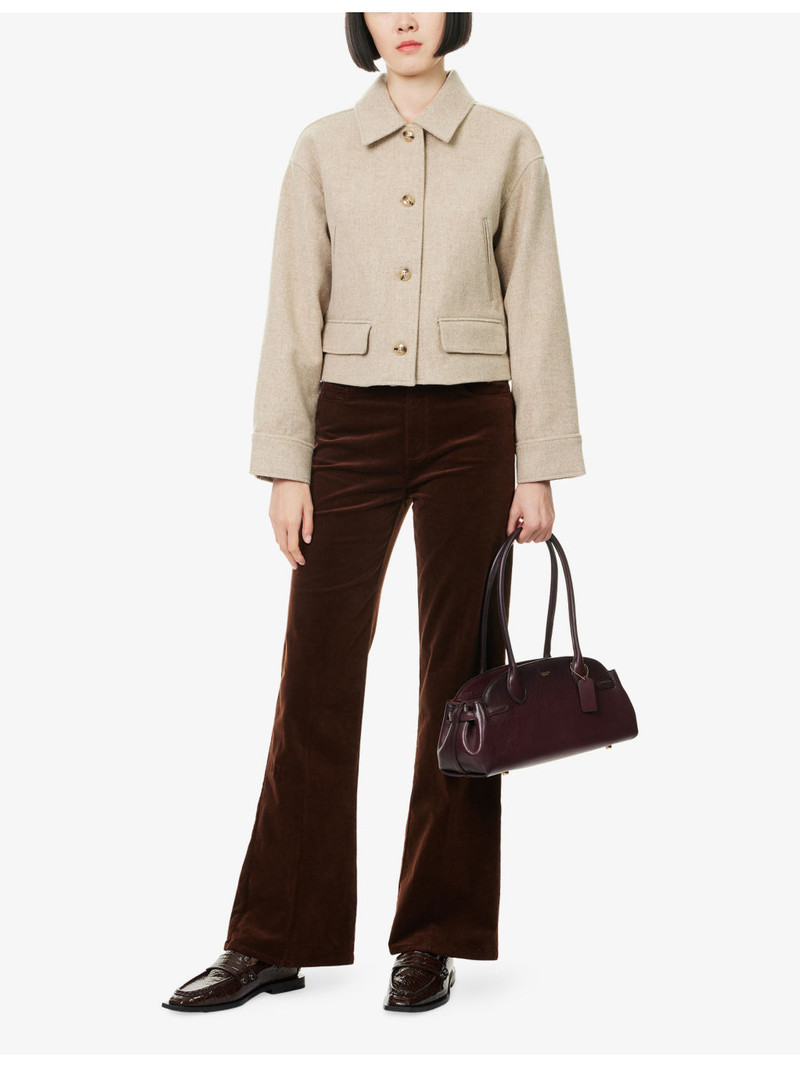 PAIGE "Leenah 32"" Slim Wide-Leg Stretch-Cotton Blend Trousers" outlook