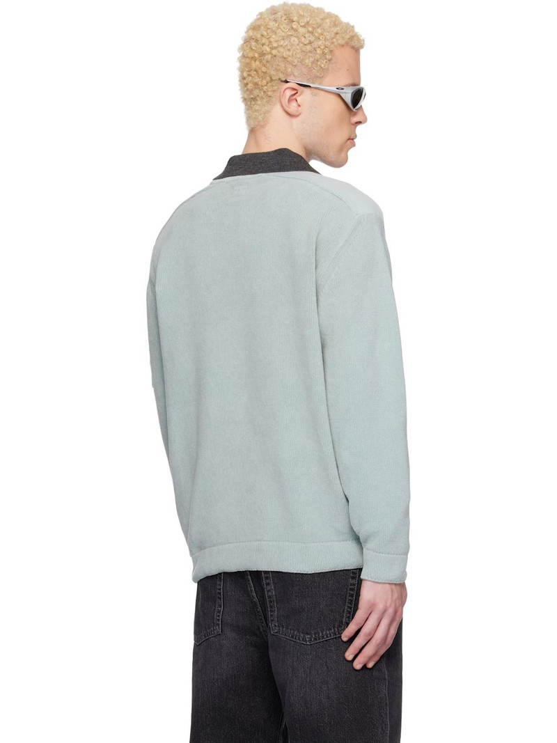 Blue Cotton Chenille Crewneck Lens Sweater 3