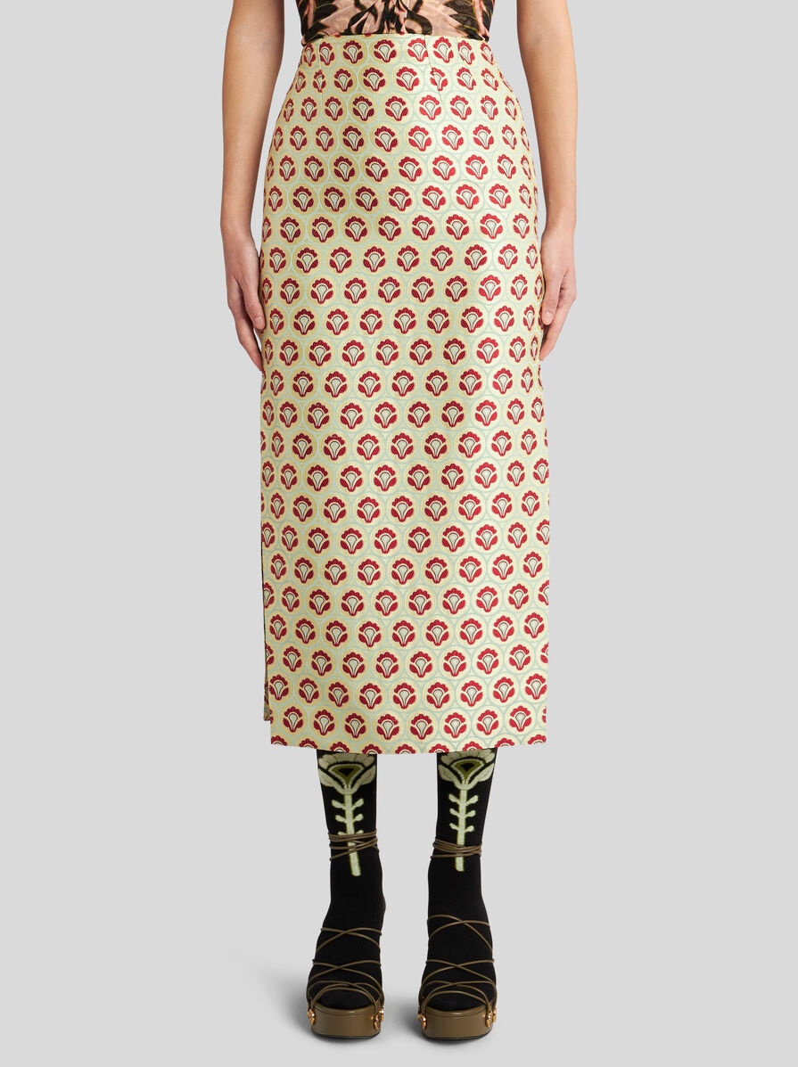 SHINY JACQUARD PENCIL SKIRT - 3