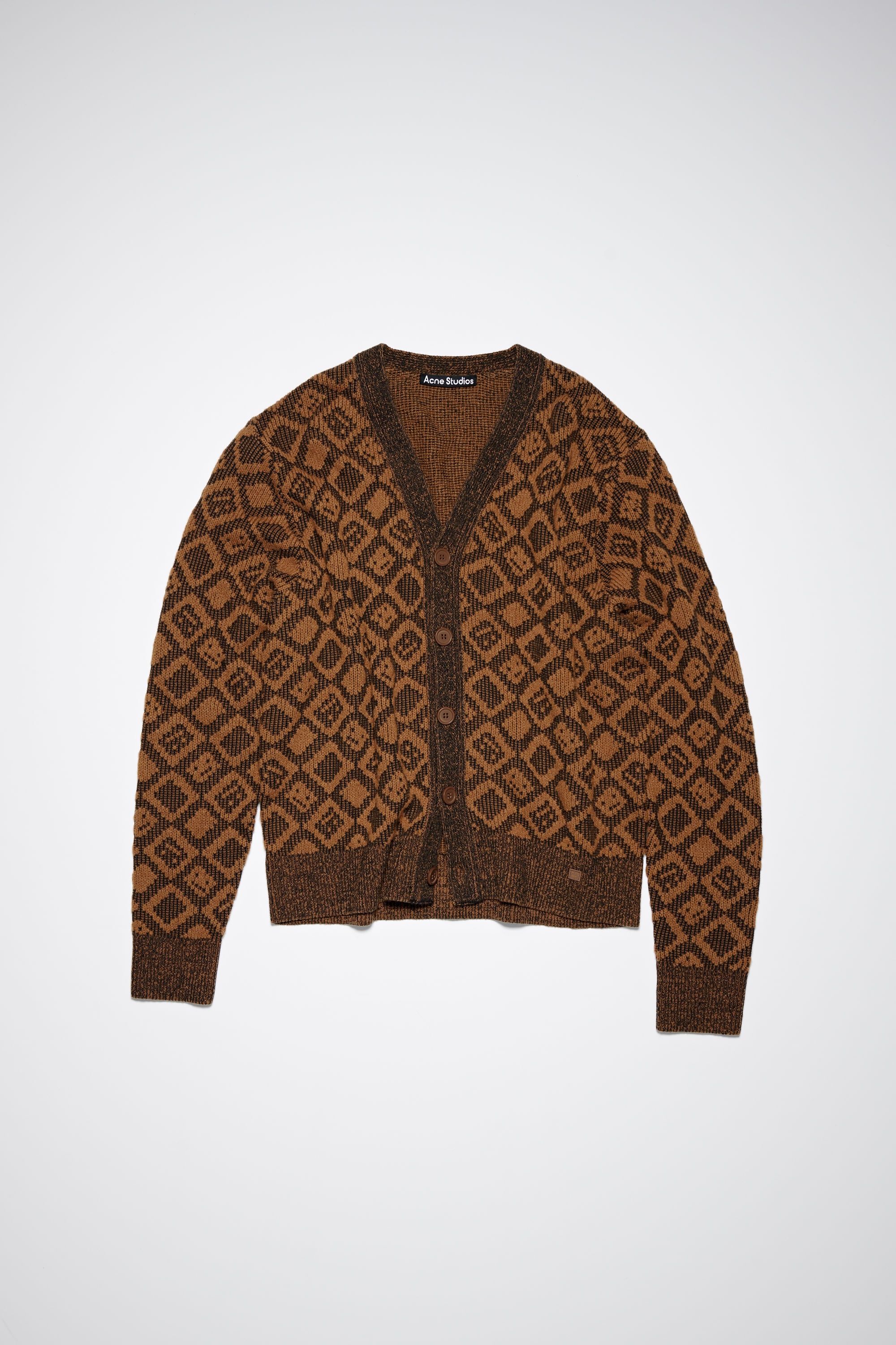 Face tiles cardigan - Toffee brown/black - 1