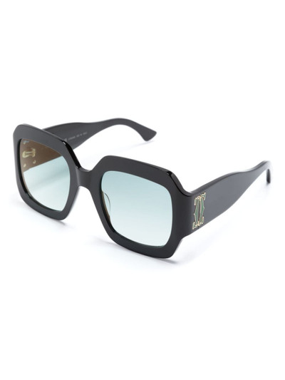 Cartier enamelled-logo geometric-frame sunglasses outlook