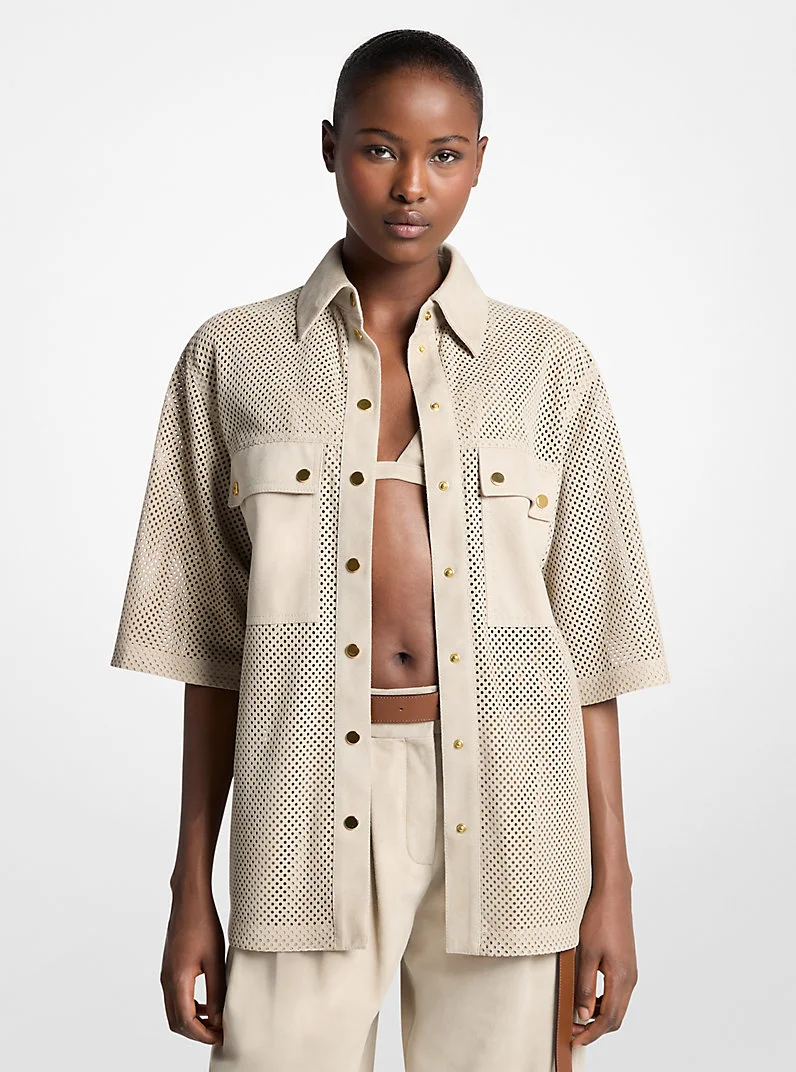Perforated Suede Safari Shirt - 1