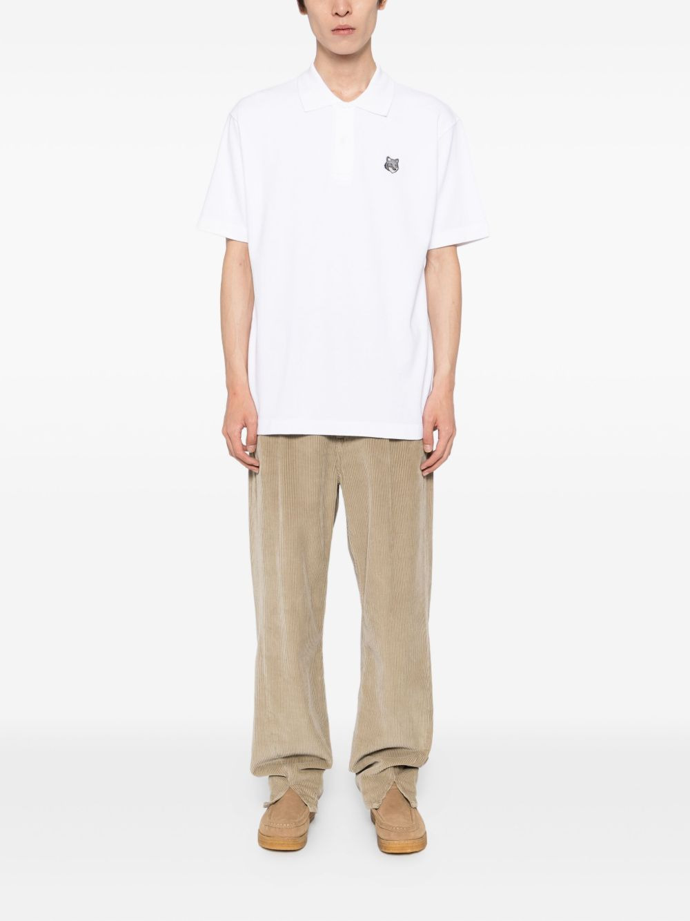 bold fox head patch polo shirt - 2