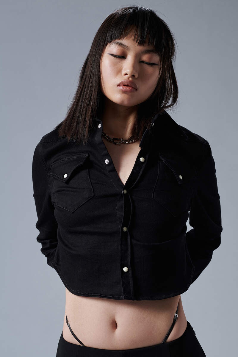 BLACK BULL WASH ICON WESTERN CROPPED SHIRT - 3